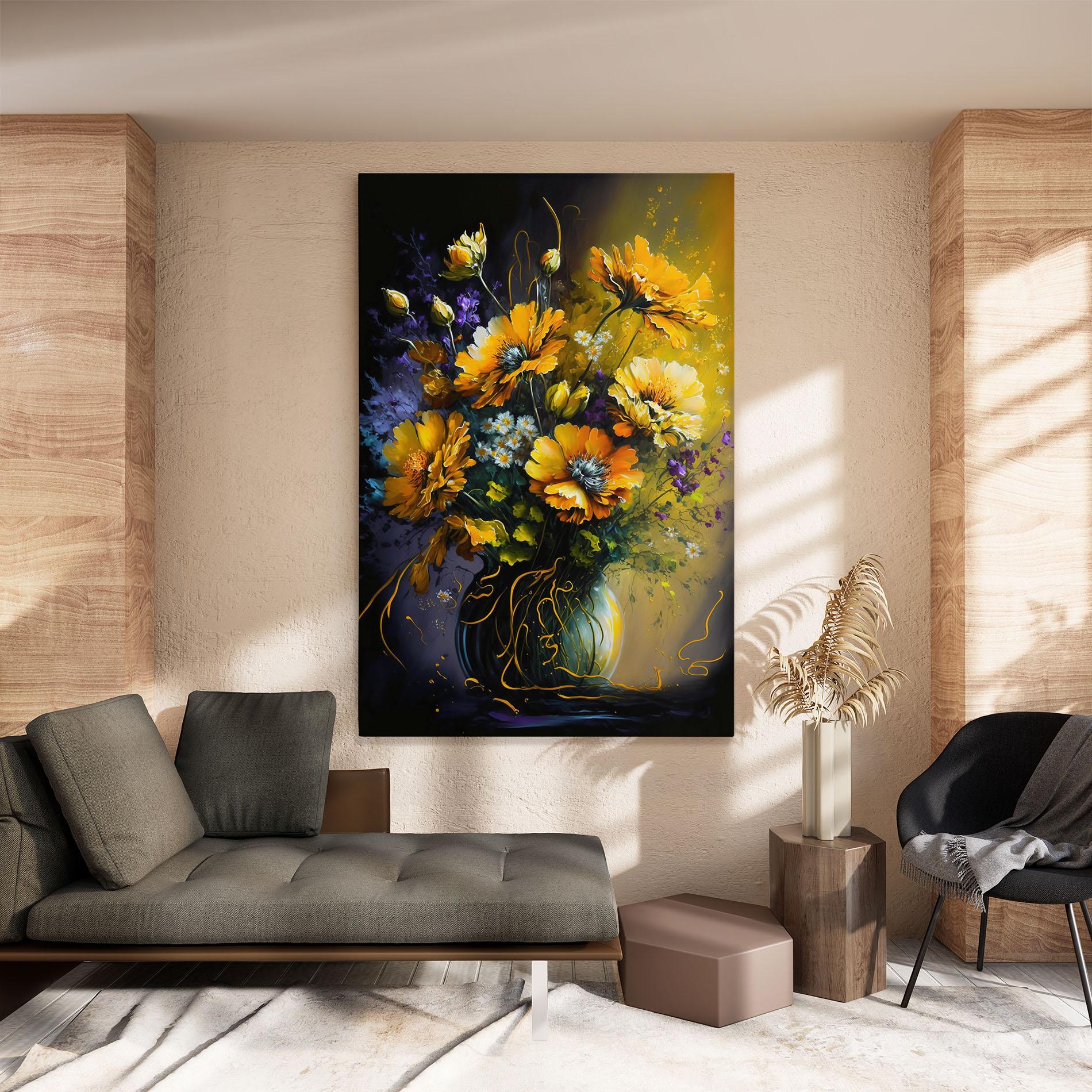 Vászonkép Yellow Flower Art Vase mockup 8
