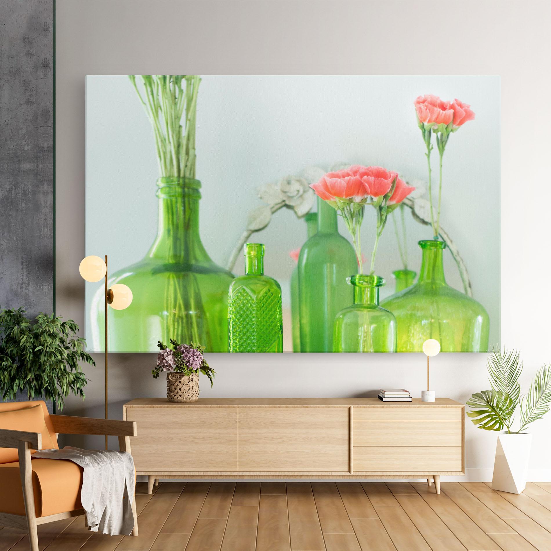 Vászonkép Green Vase Flowers mockup 9