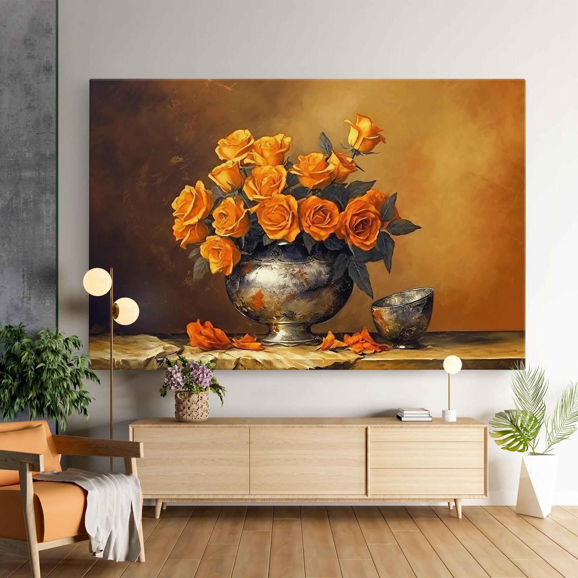Vászonkép Orange Rose Vase mockup 9