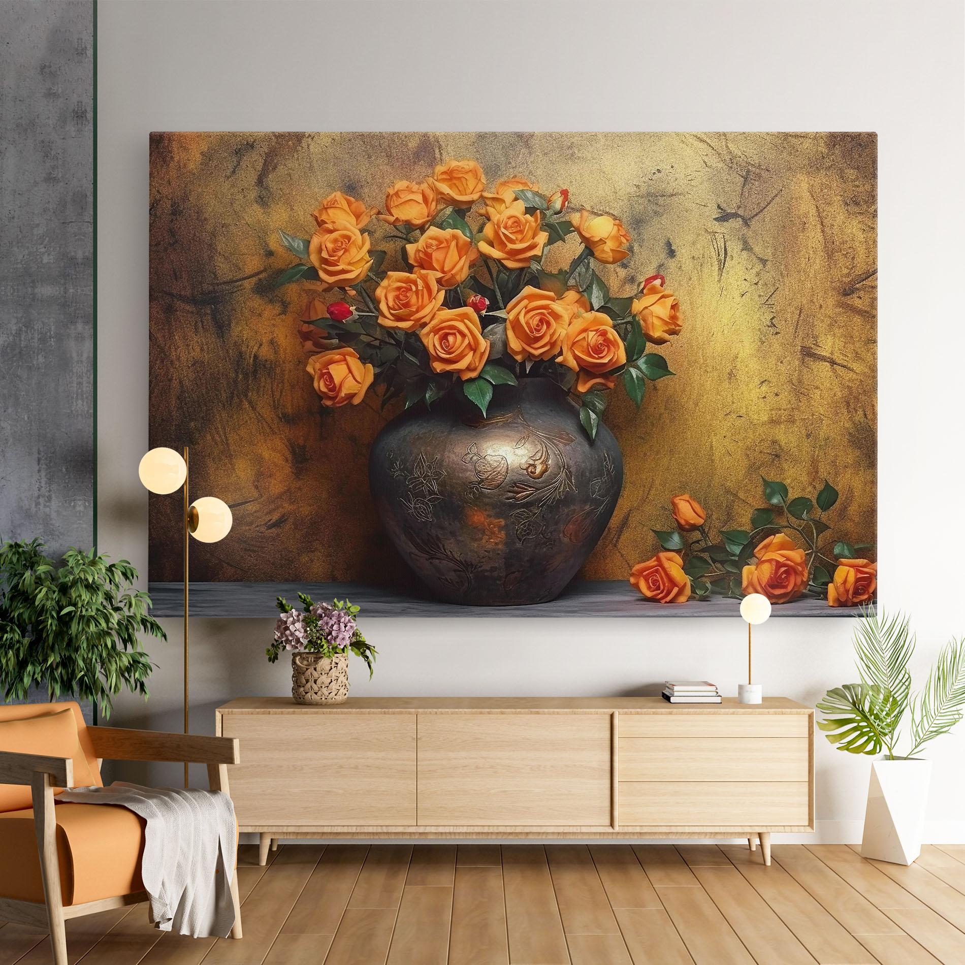 Vászonkép Orange Vintage Vase mockup 9