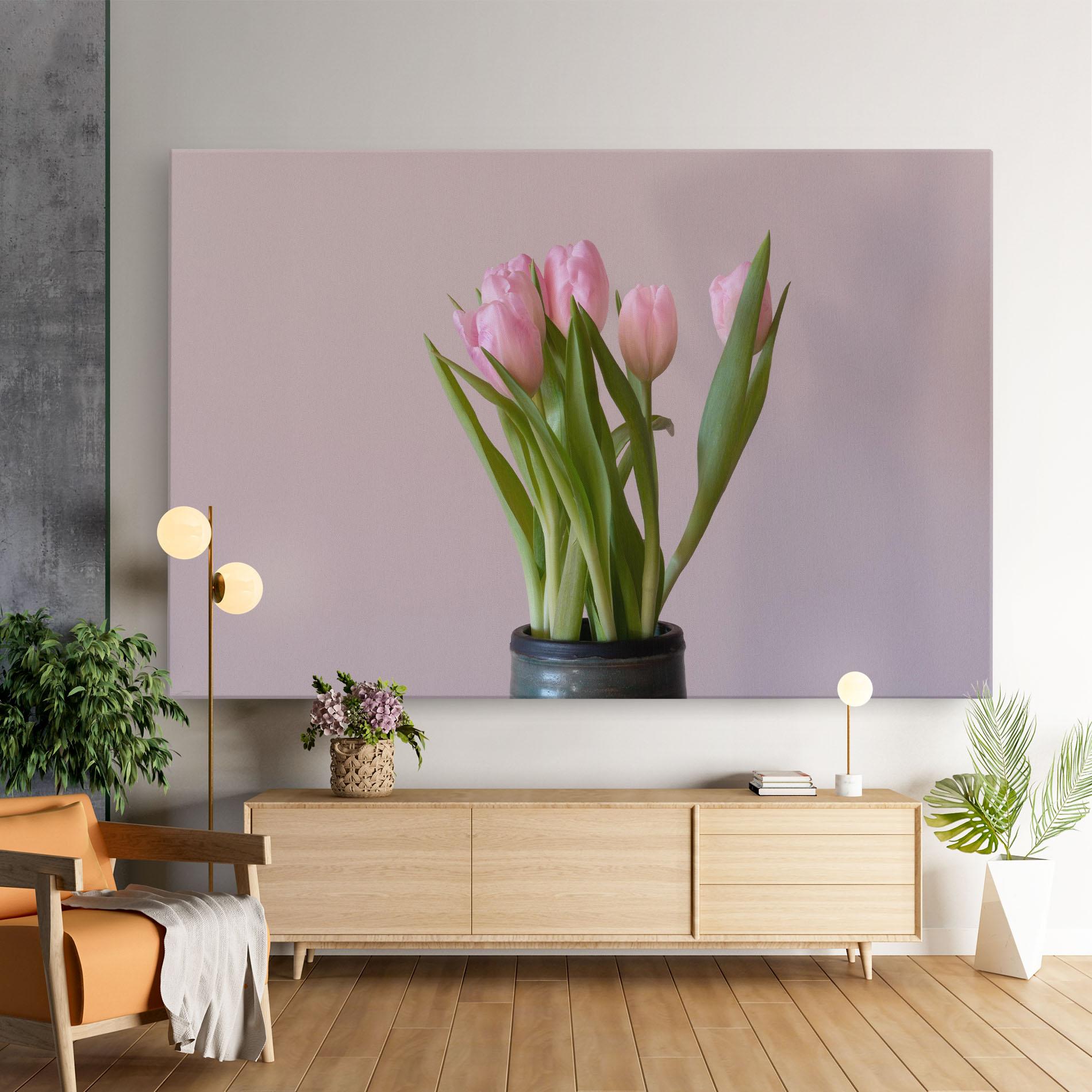Vászonkép Pink Tulips Vase mockup 9