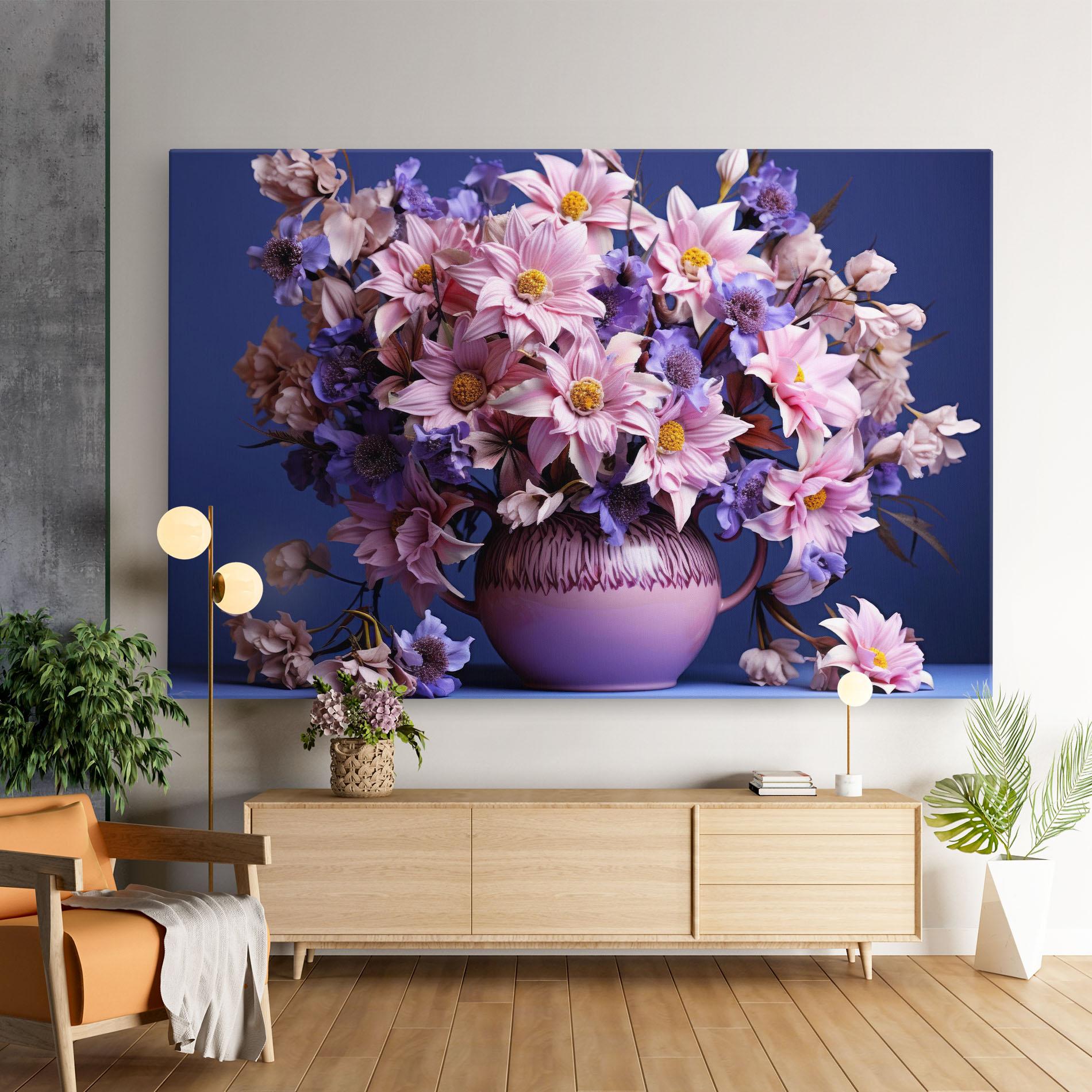 Vászonkép Purple Vase Flowers mockup 9