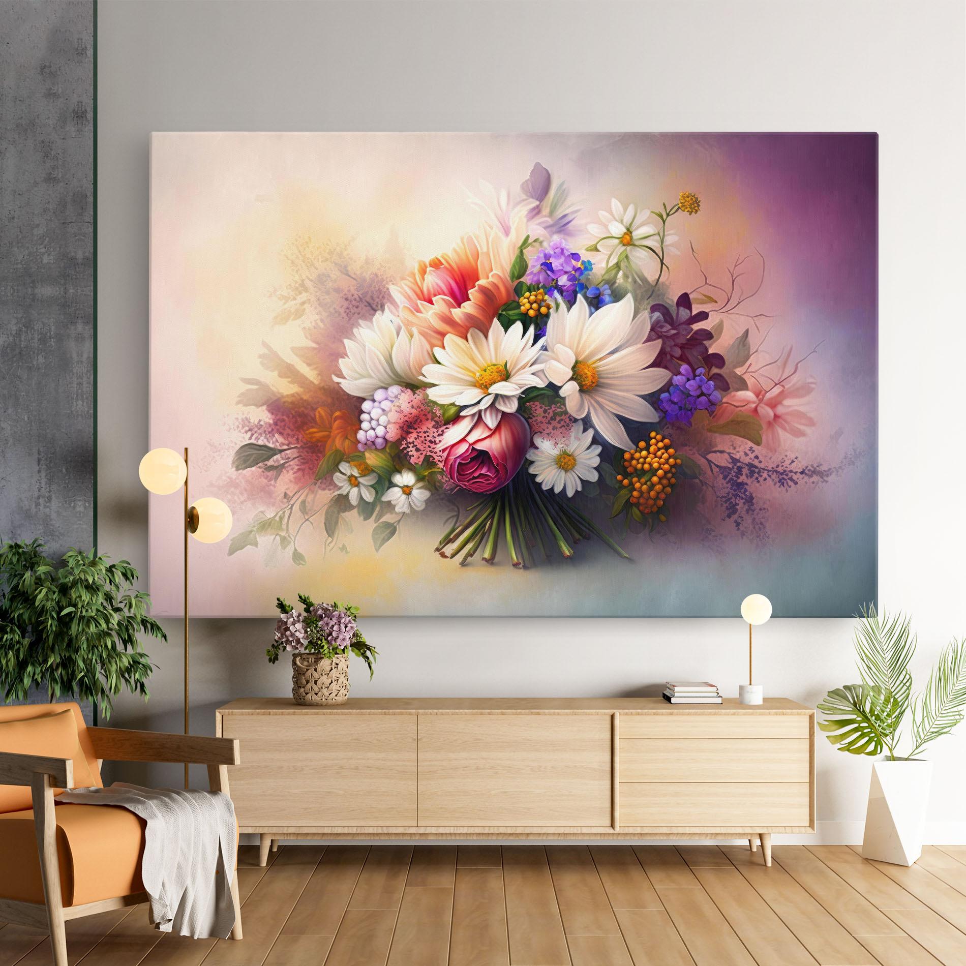 Vászonkép Vecteezy_ai Generated Bouquet Of Fresh Spring Flowers On Light_23373362_865 mockup 9