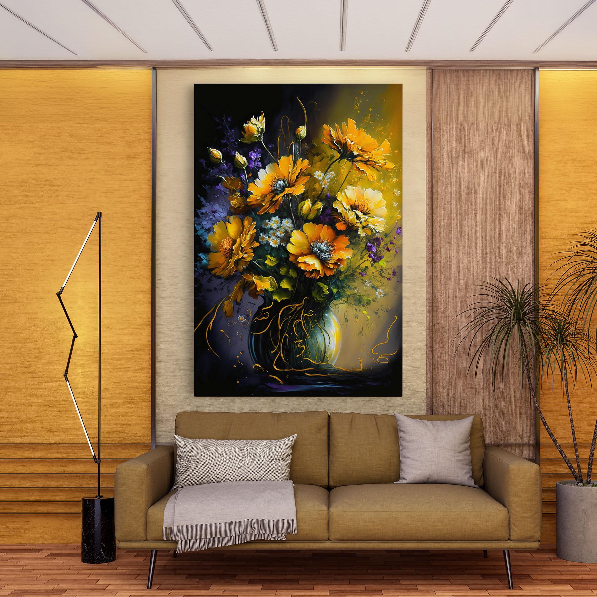 Vászonkép Yellow Flower Art Vase mockup 9