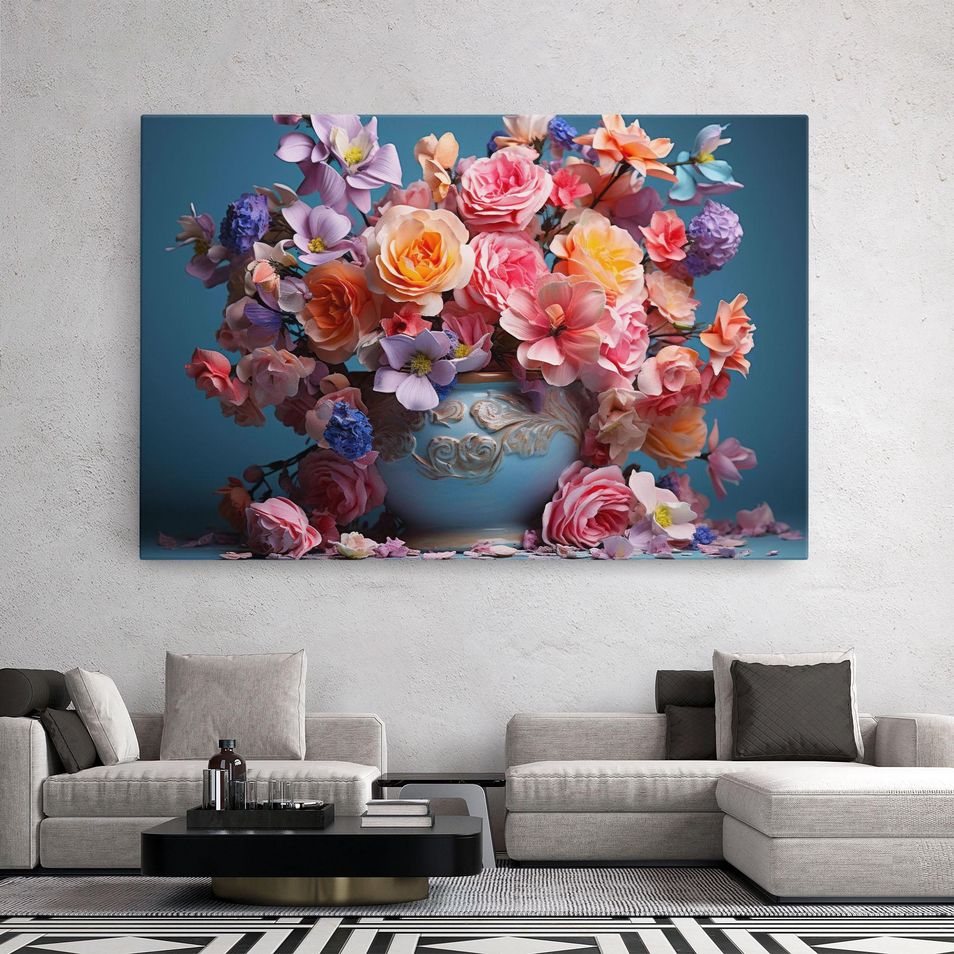 Vászonkép Blue Vase Flowers mockup 2