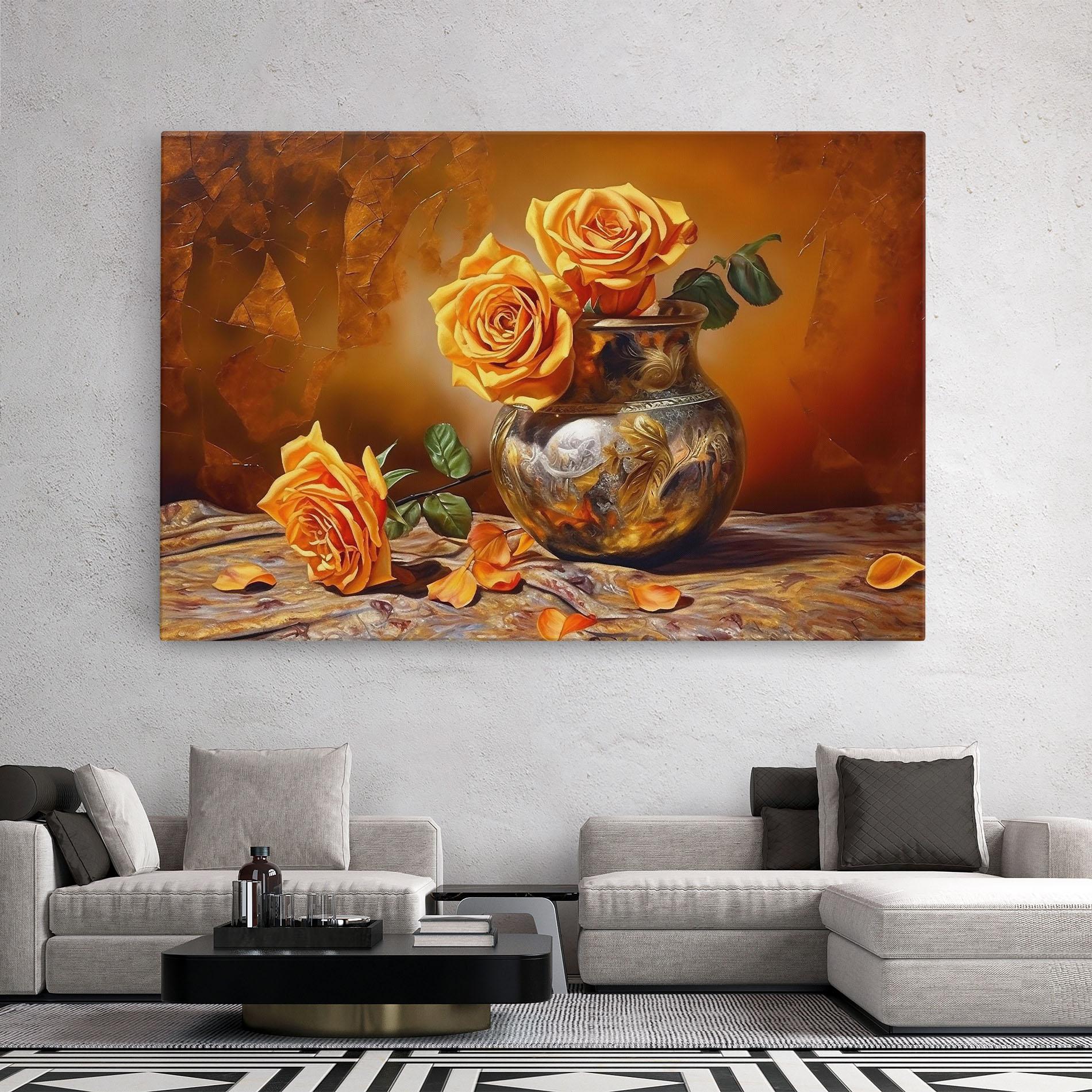 Vászonkép Orange Roses Vase mockup 2