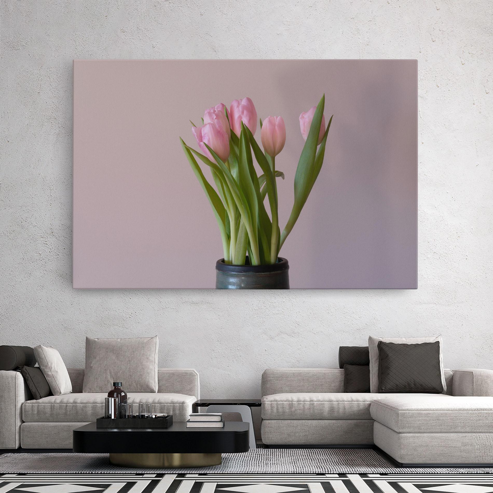Vászonkép Pink Tulips Vase mockup 2