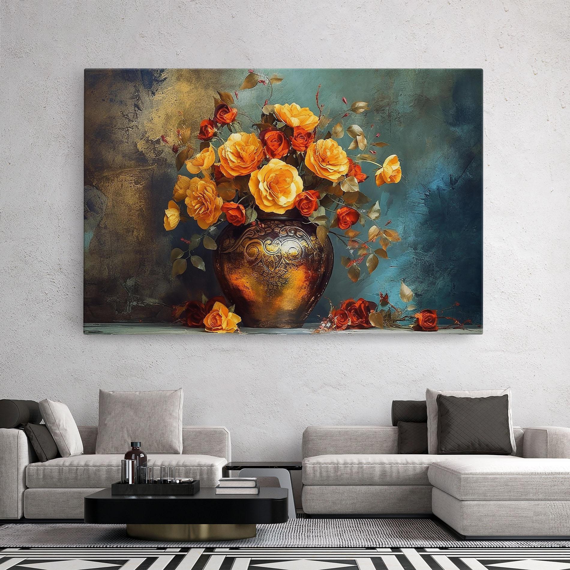 Vászonkép Red Orange Flower Vase mockup 2