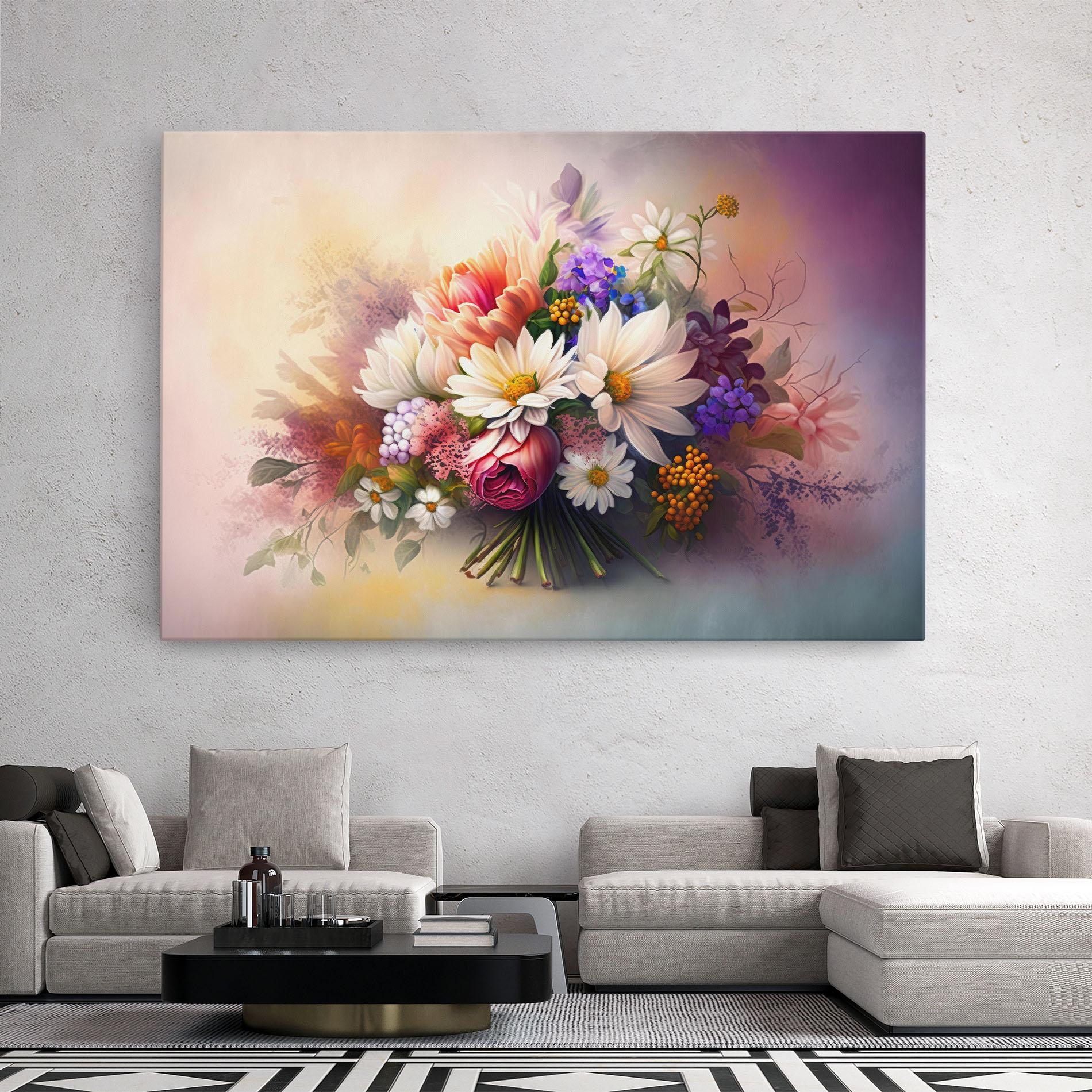 Vászonkép Vecteezy_ai Generated Bouquet Of Fresh Spring Flowers On Light_23373362_865 mockup 2