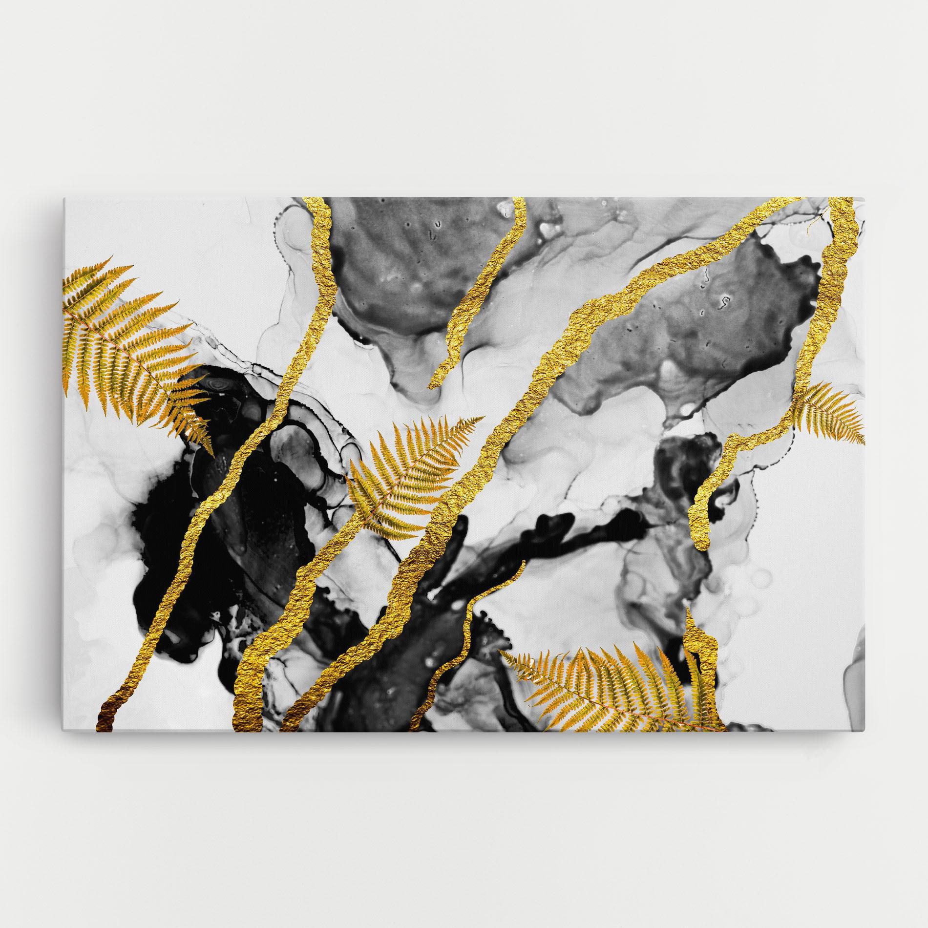 Vászonkép Abstract Golden Leaves mockup 0
