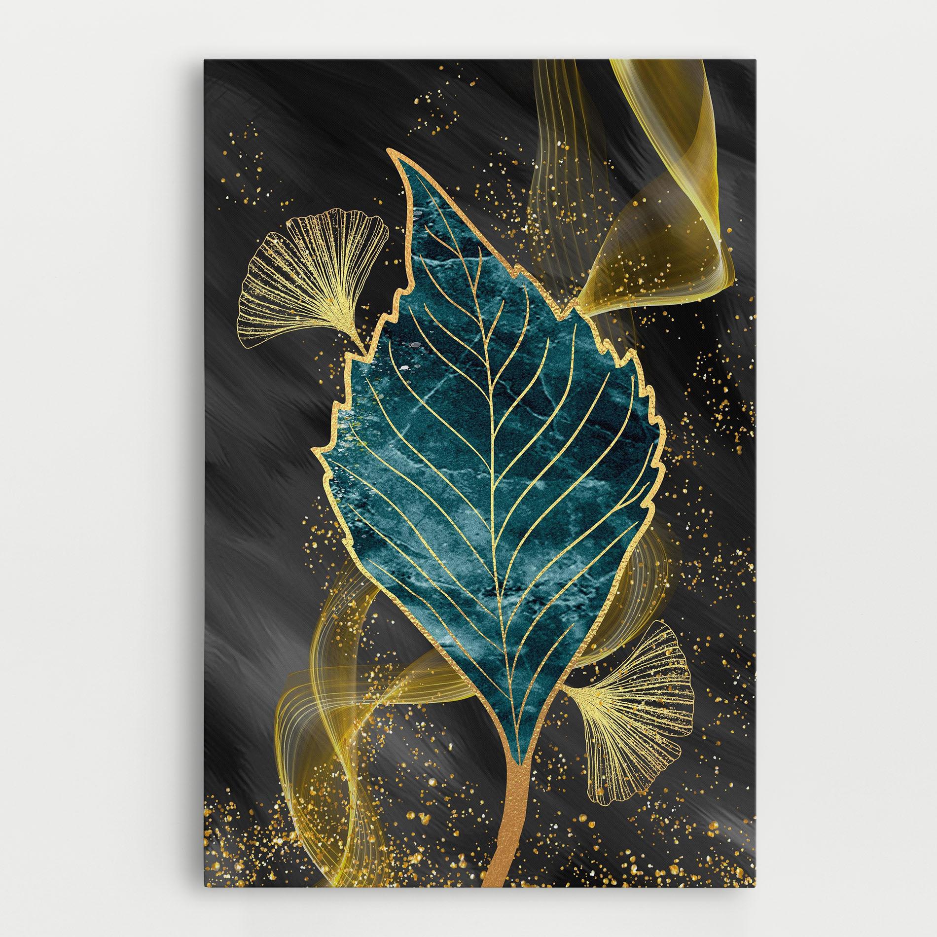 Vászonkép Golden Leaves Blue mockup 0