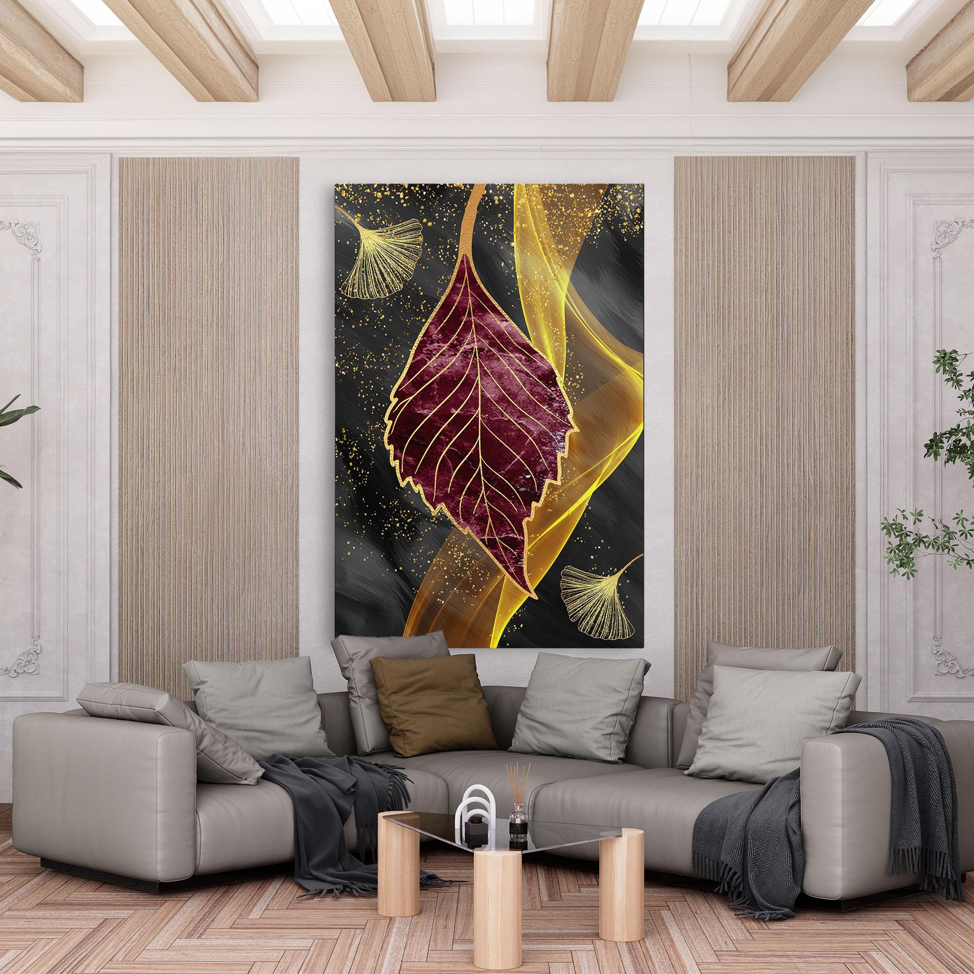 Vászonkép Golden Leaves Red mockup 6