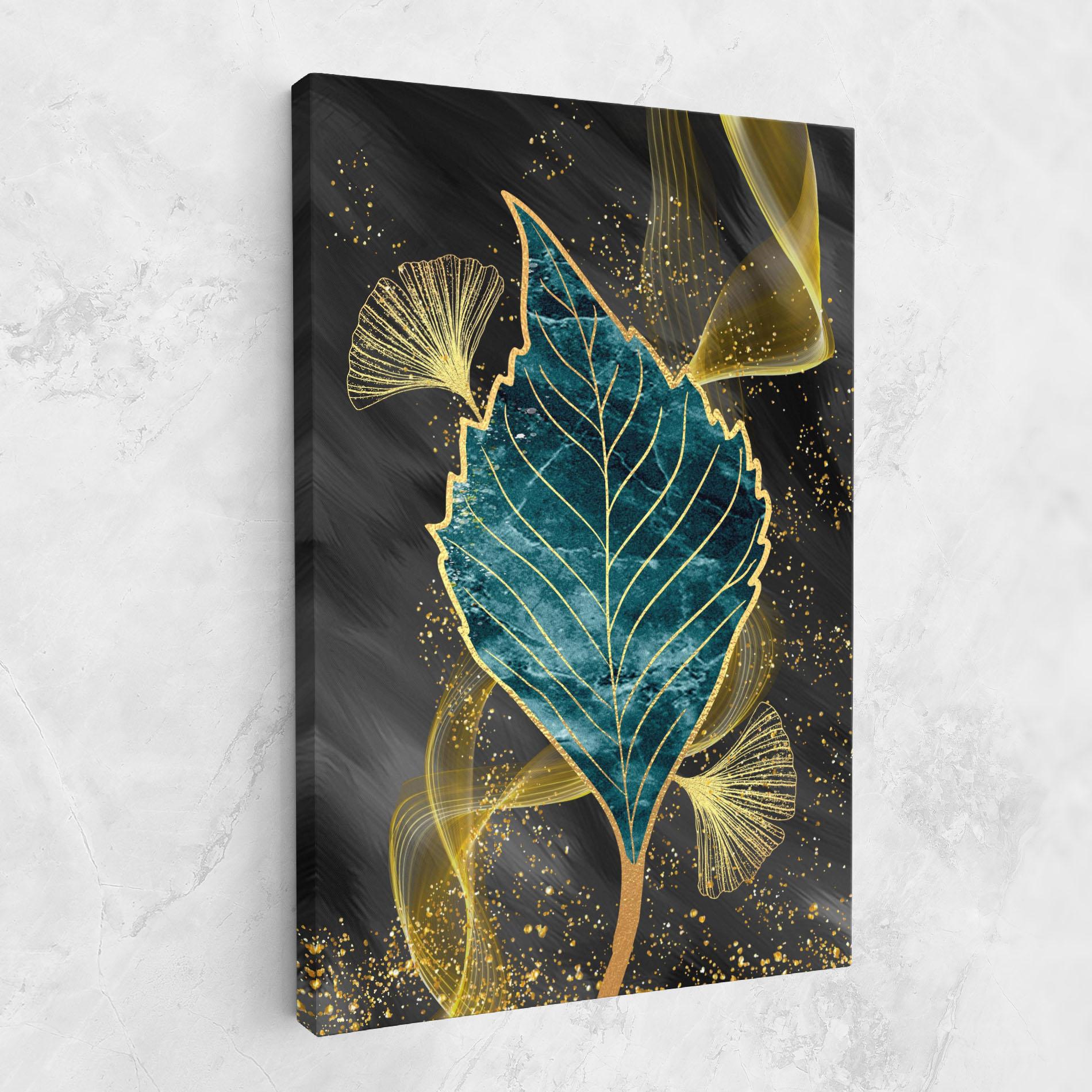 Vászonkép Golden Leaves Blue mockup 1