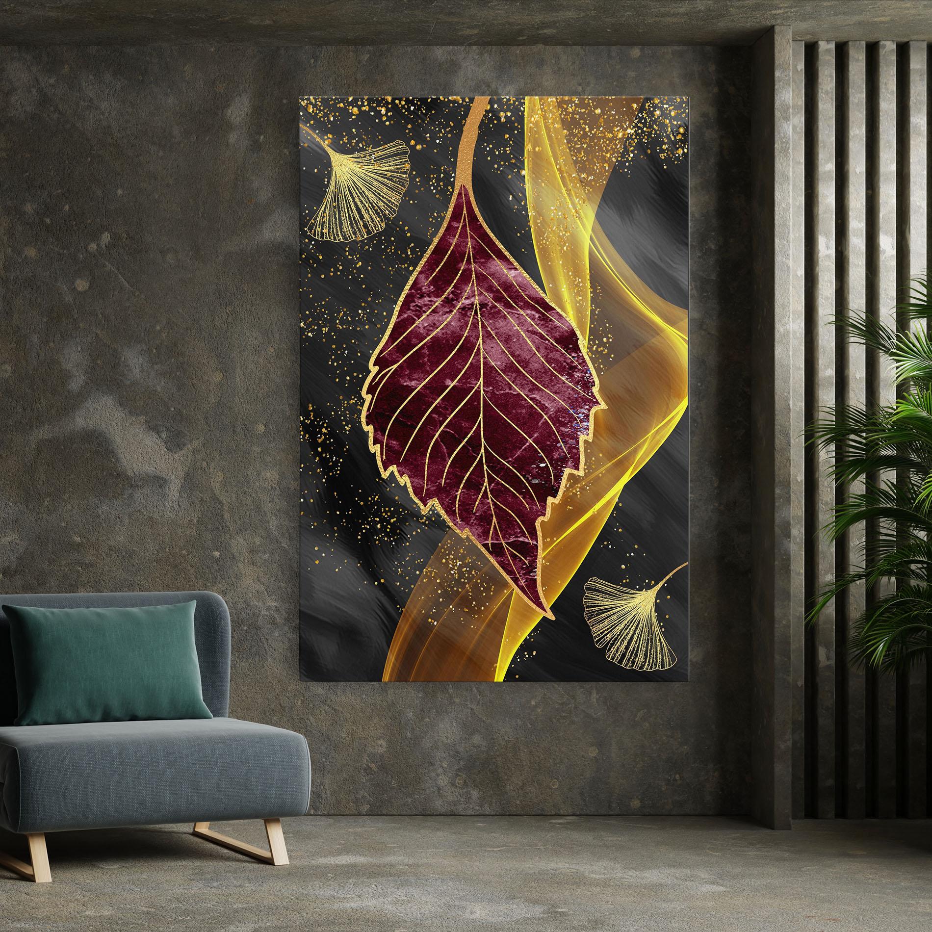 Vászonkép Golden Leaves Red mockup 7