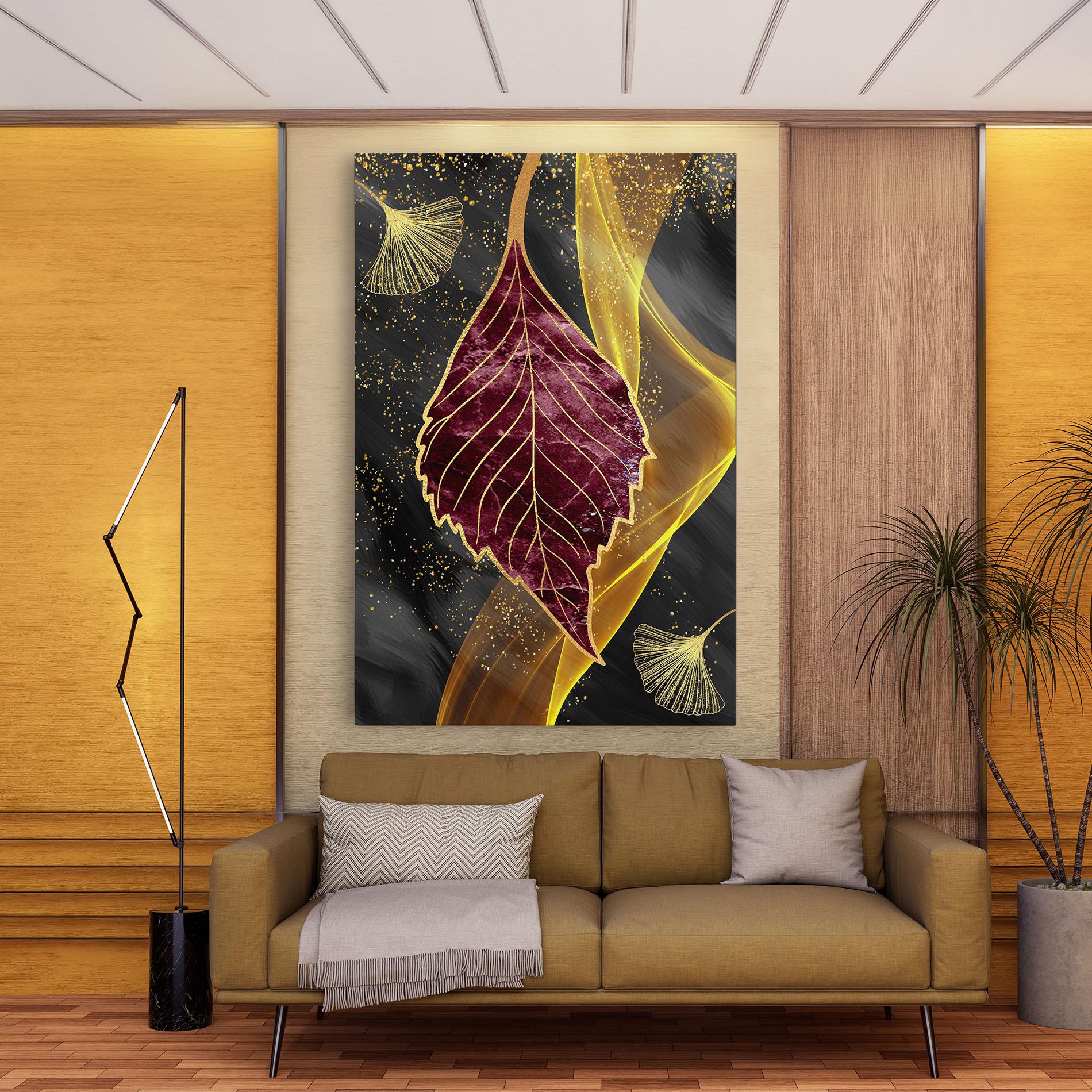 Vászonkép Golden Leaves Red mockup 9