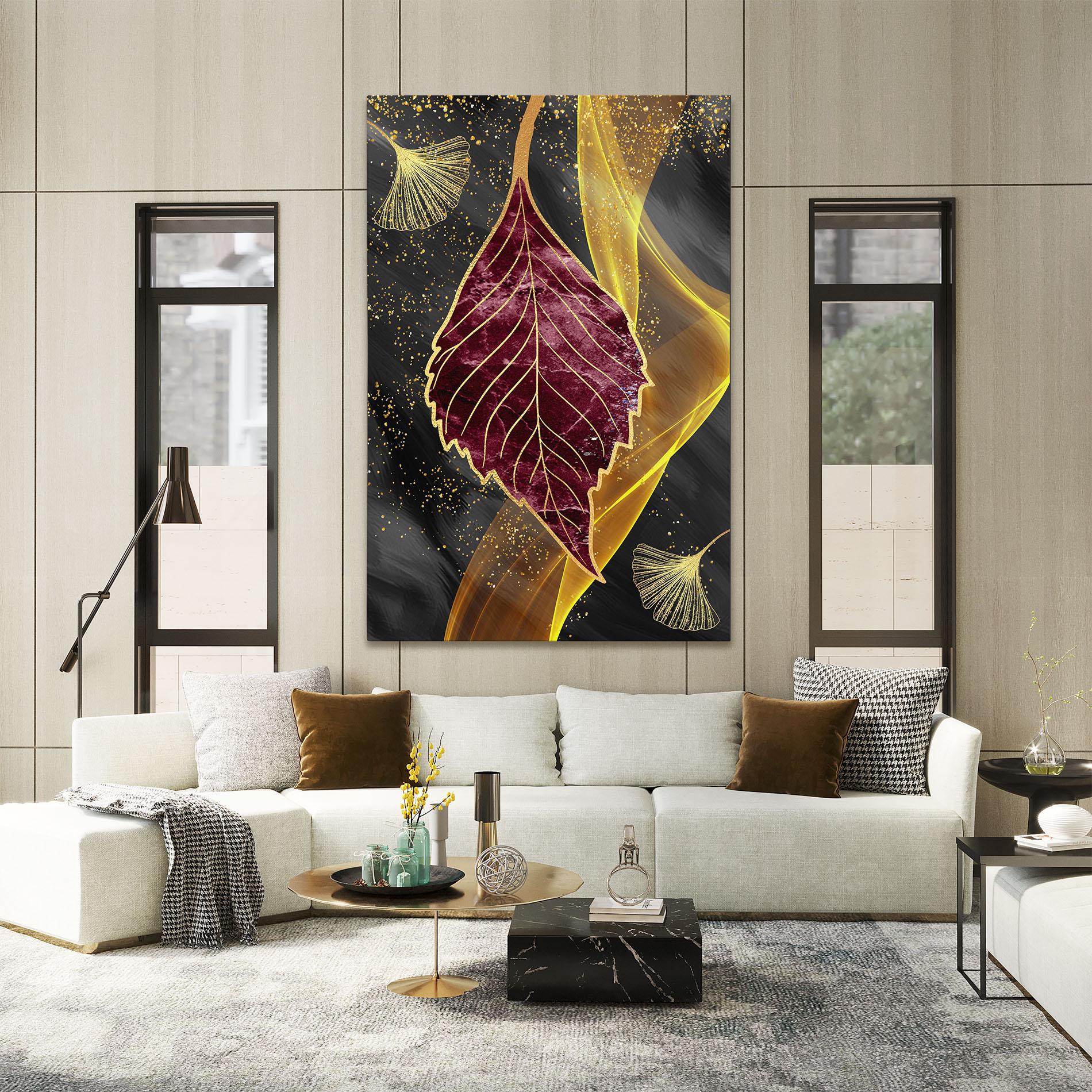 Vászonkép Golden Leaves Red mockup 2