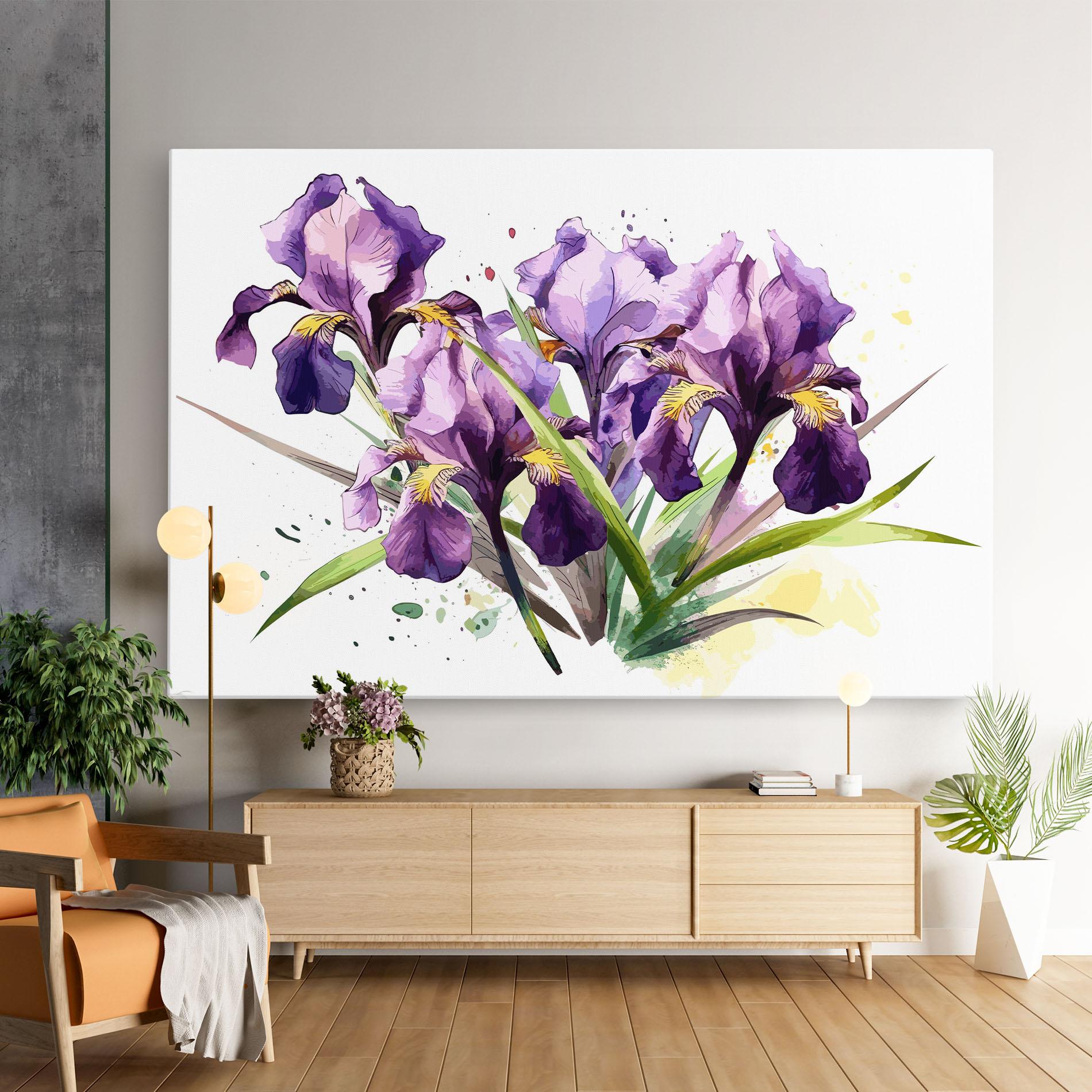 Vászonkép Watercolor Purple Iris mockup 9