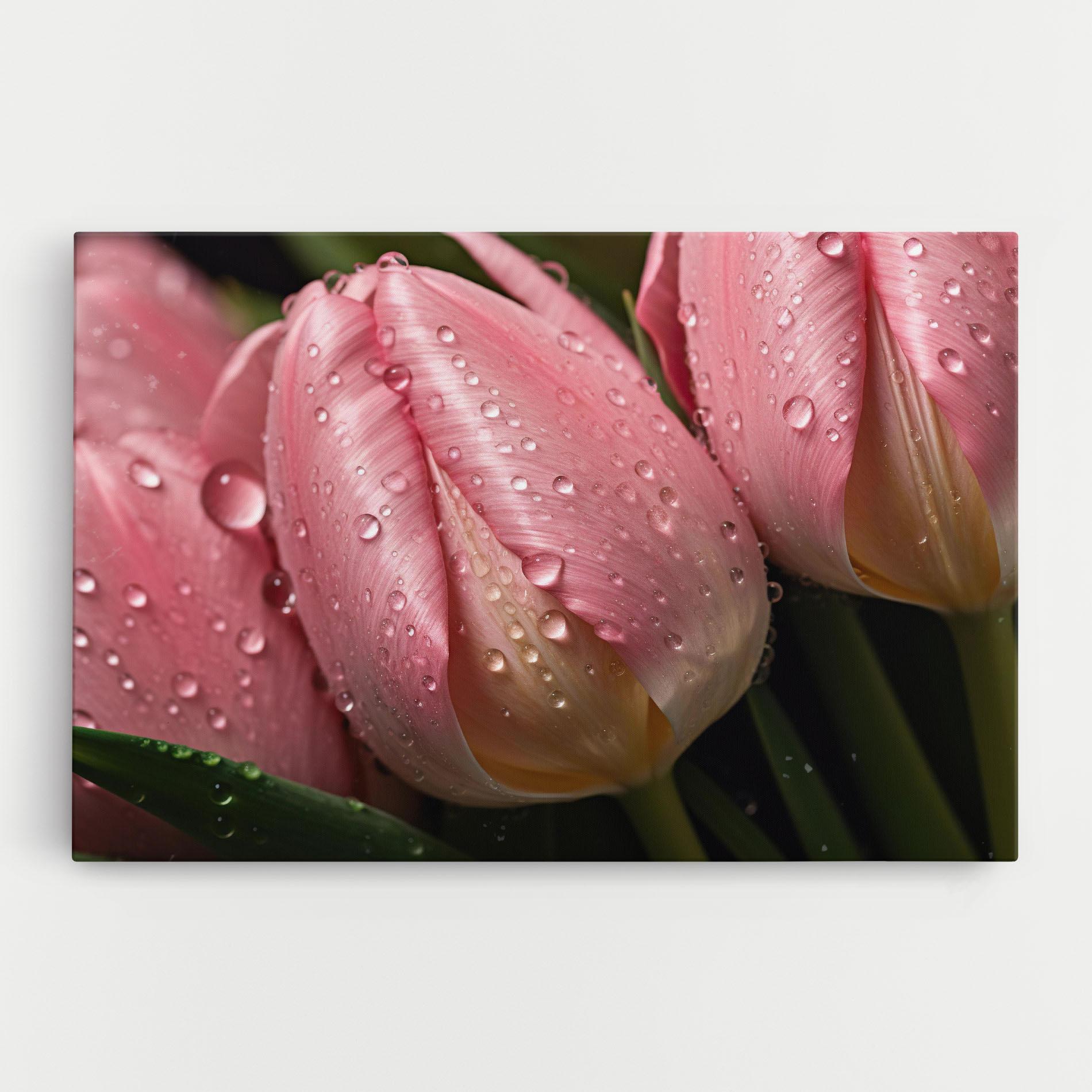 Vászonkép Pink Tulip With Drops mockup 0