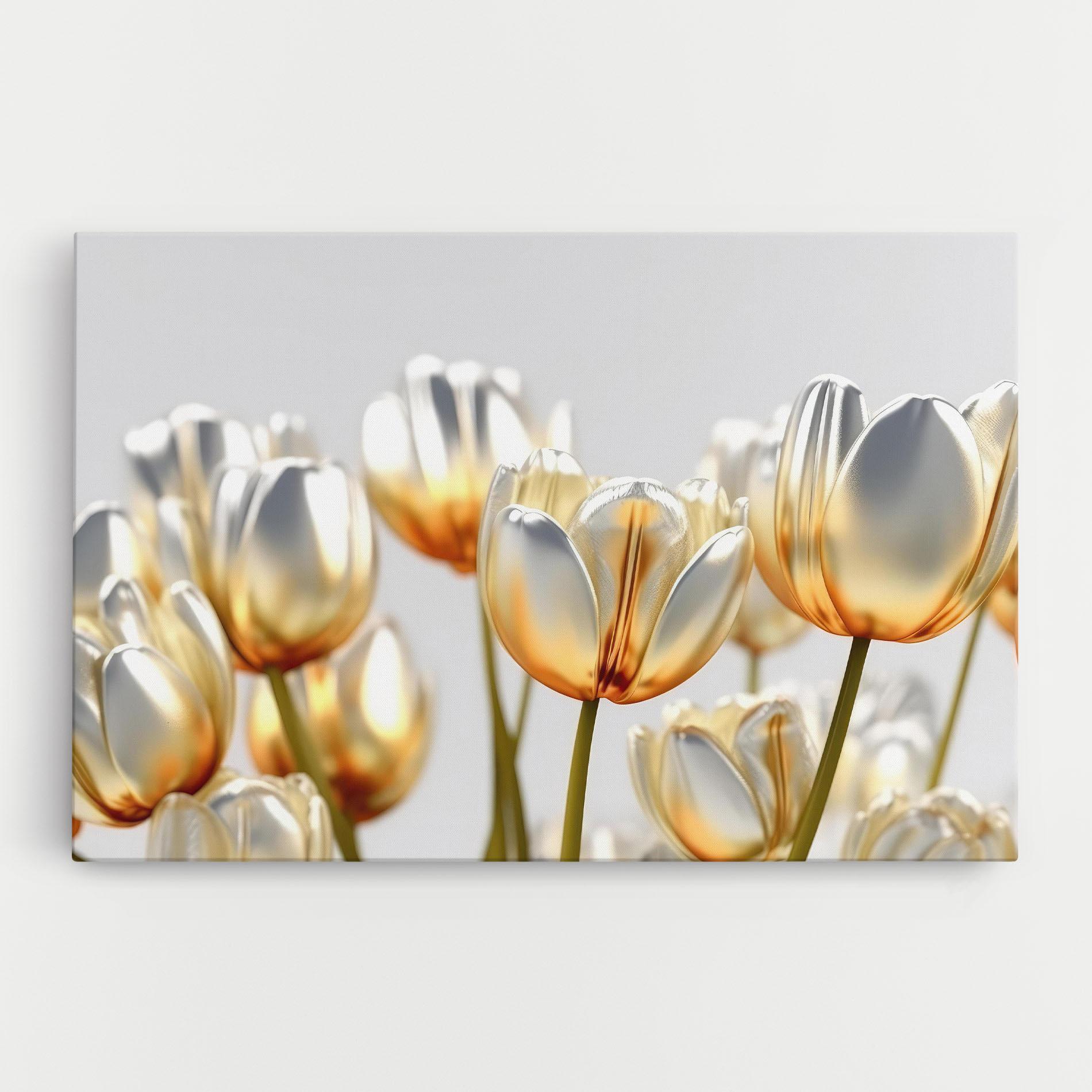 Vászonkép White Golden Tulips mockup 0