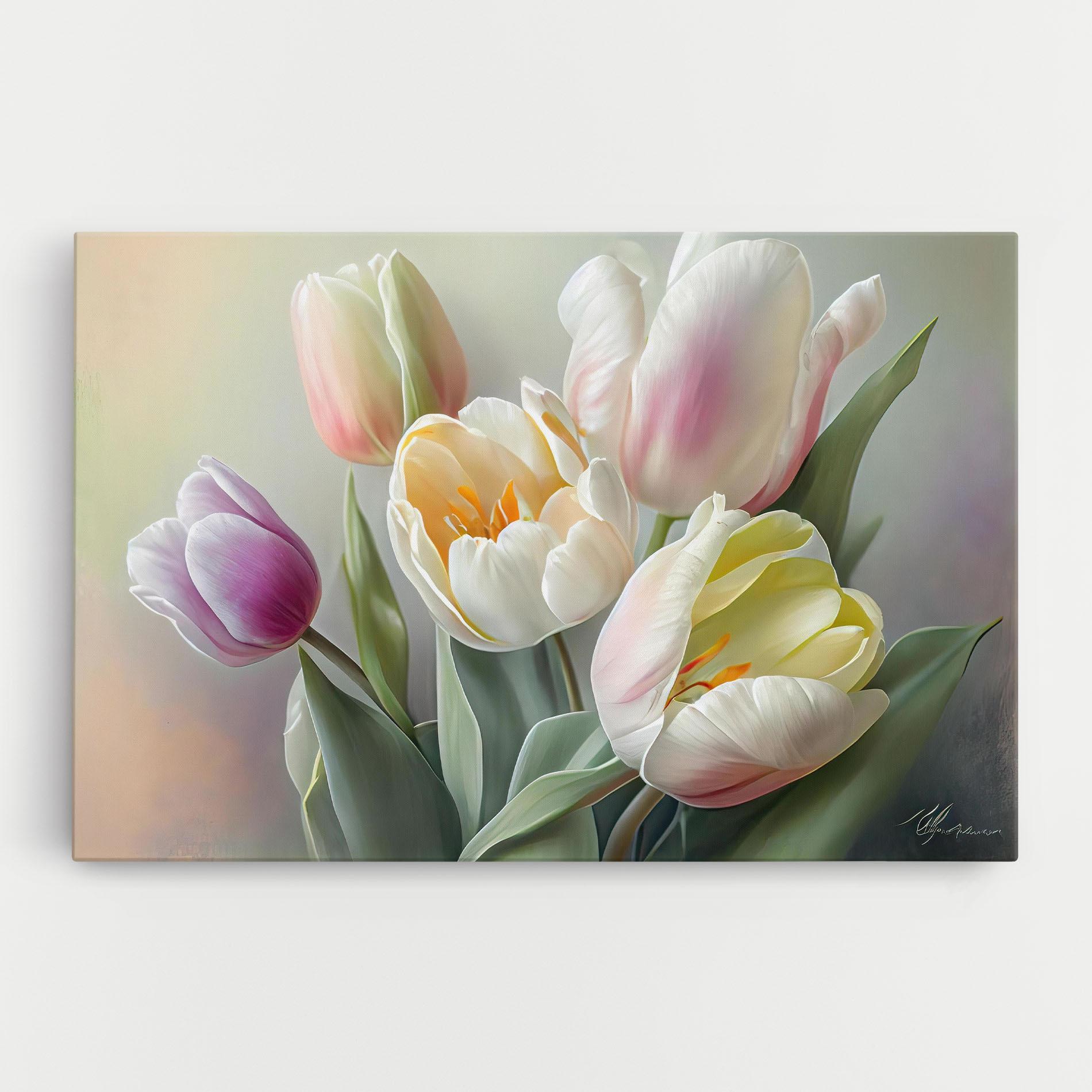 Vászonkép White Tulips Painting mockup 0