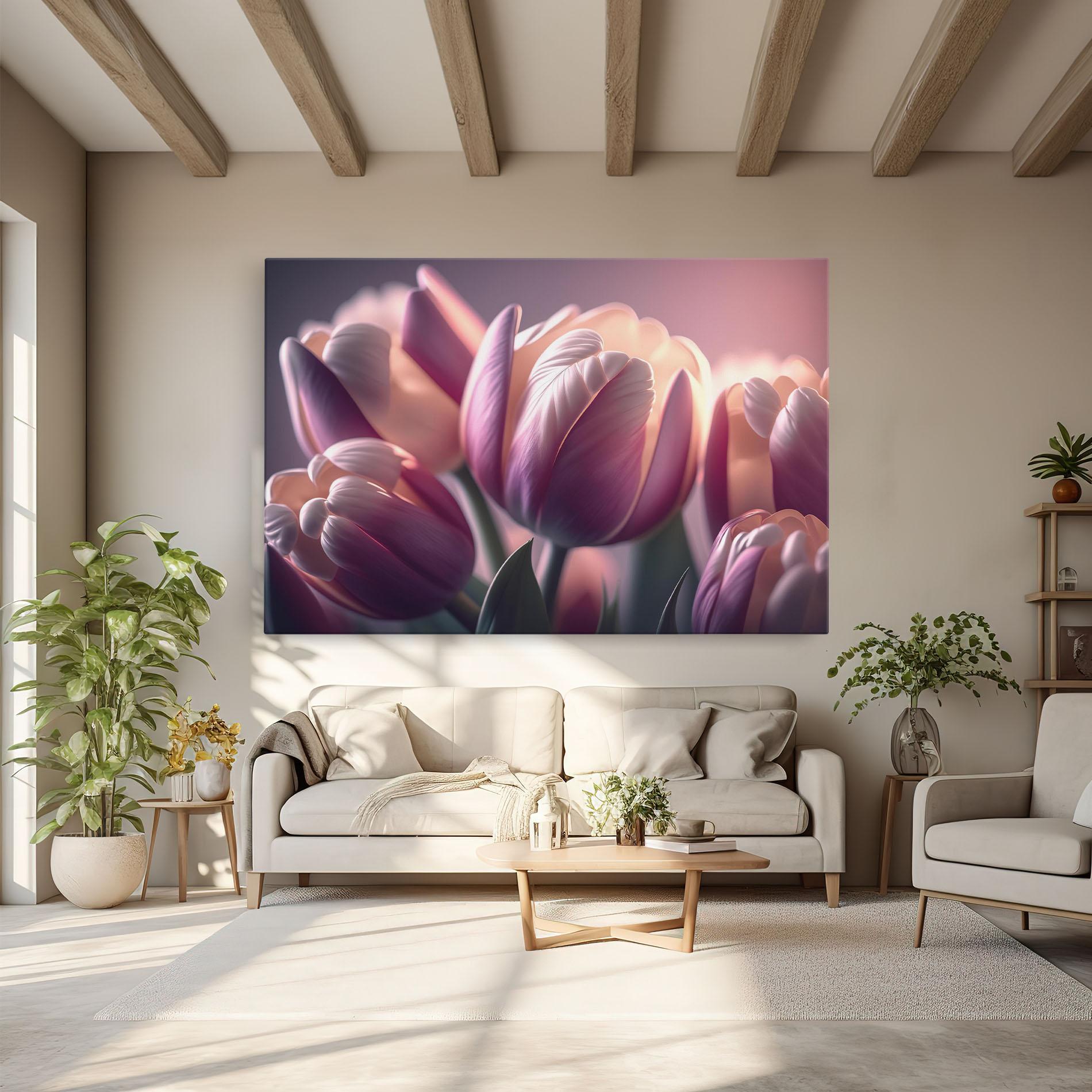 Vászonkép Pastel Pink Tulips mockup 6
