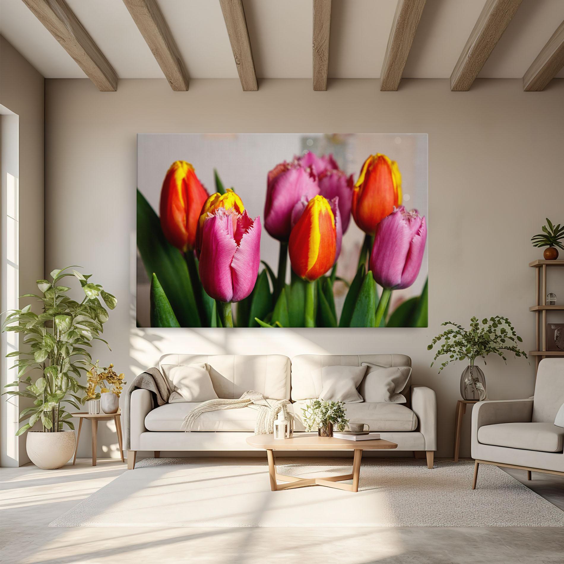 Vászonkép Pink Orange Tulips mockup 6