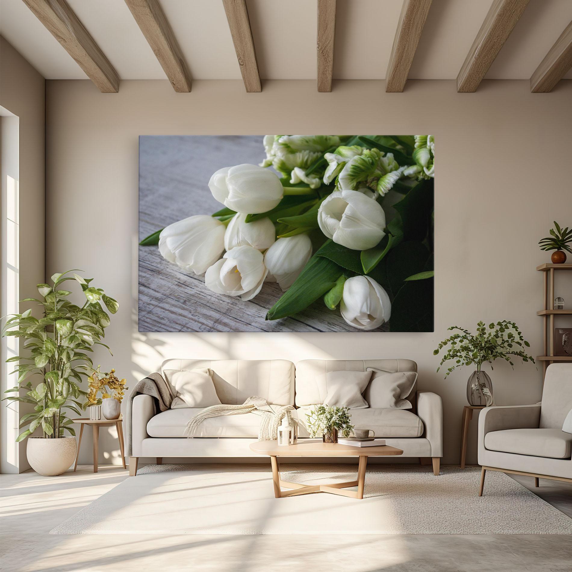 Vászonkép White Tulips Bouquet mockup 6