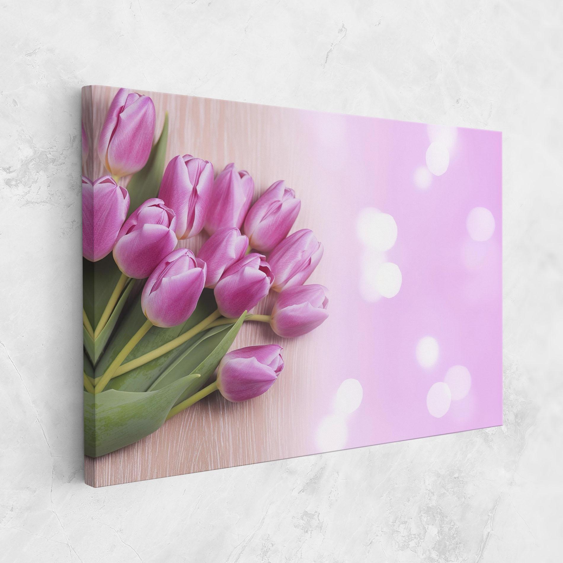 Vászonkép Pink Tulip Flowers mockup 1