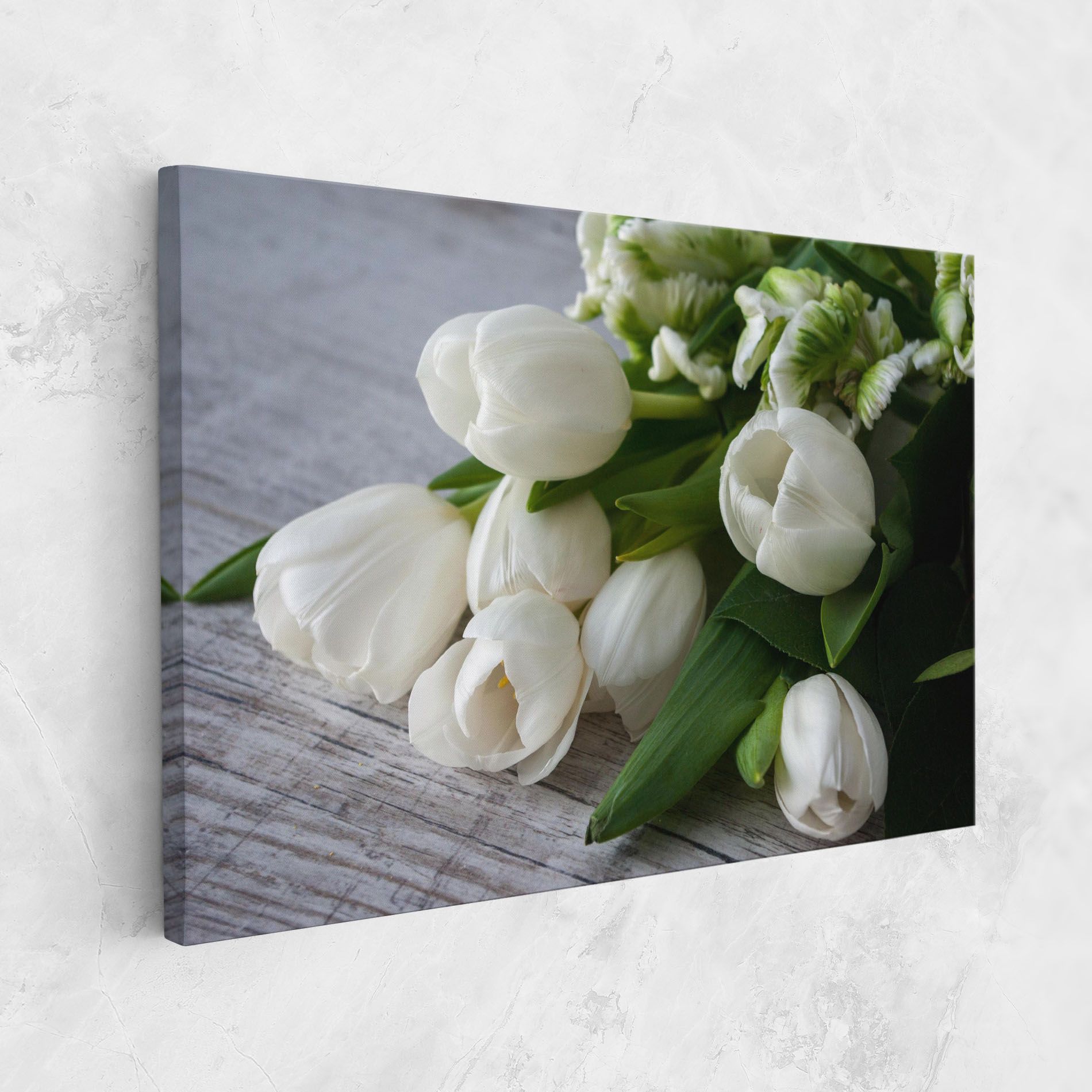 White Tulips Bouquet mockup 1