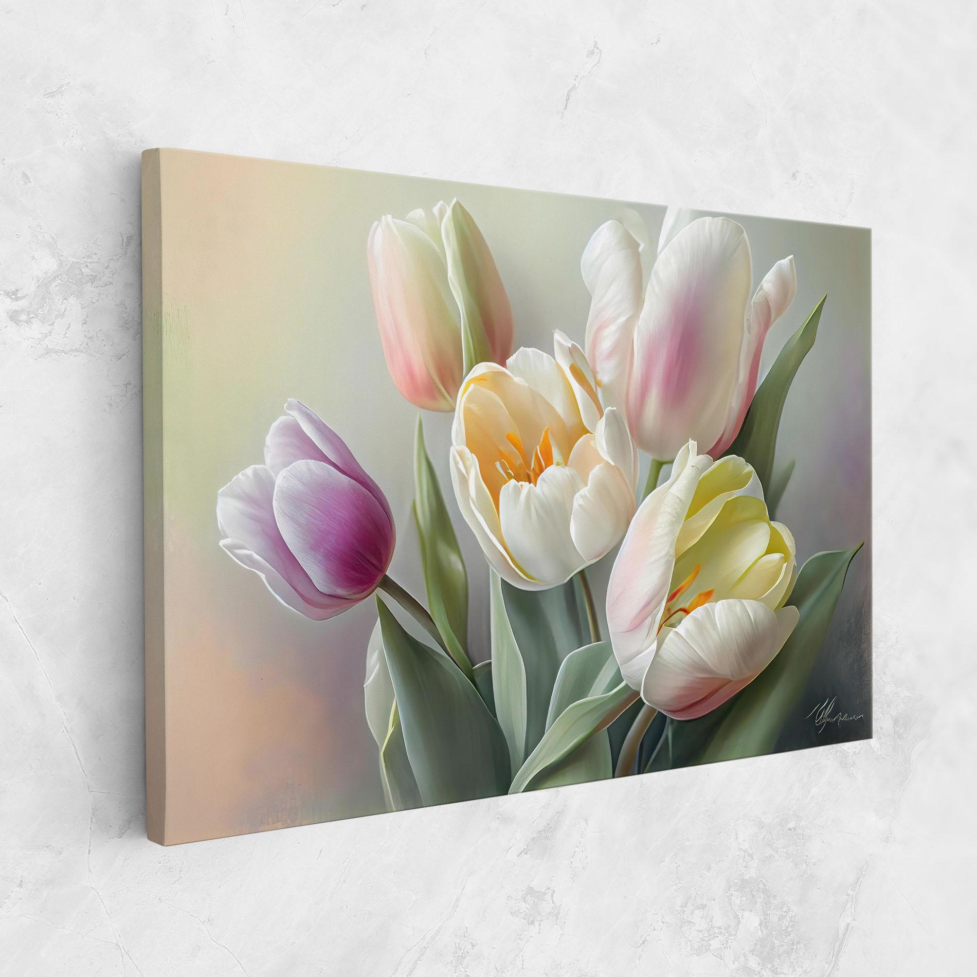 Vászonkép White Tulips Painting mockup 1