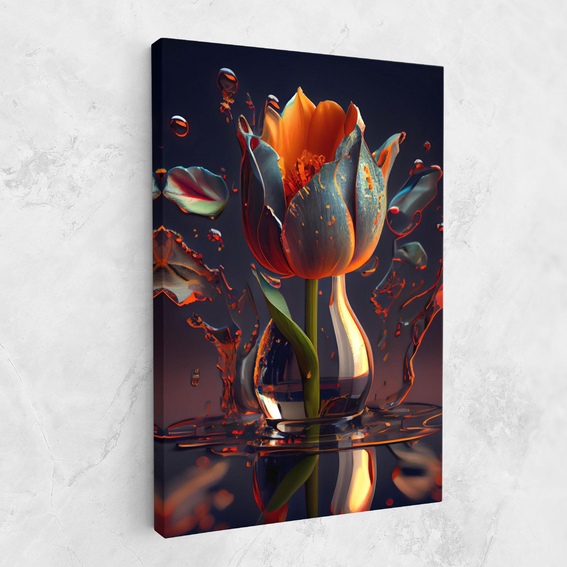 Vászonkép Black Tulip In Vase mockup 1