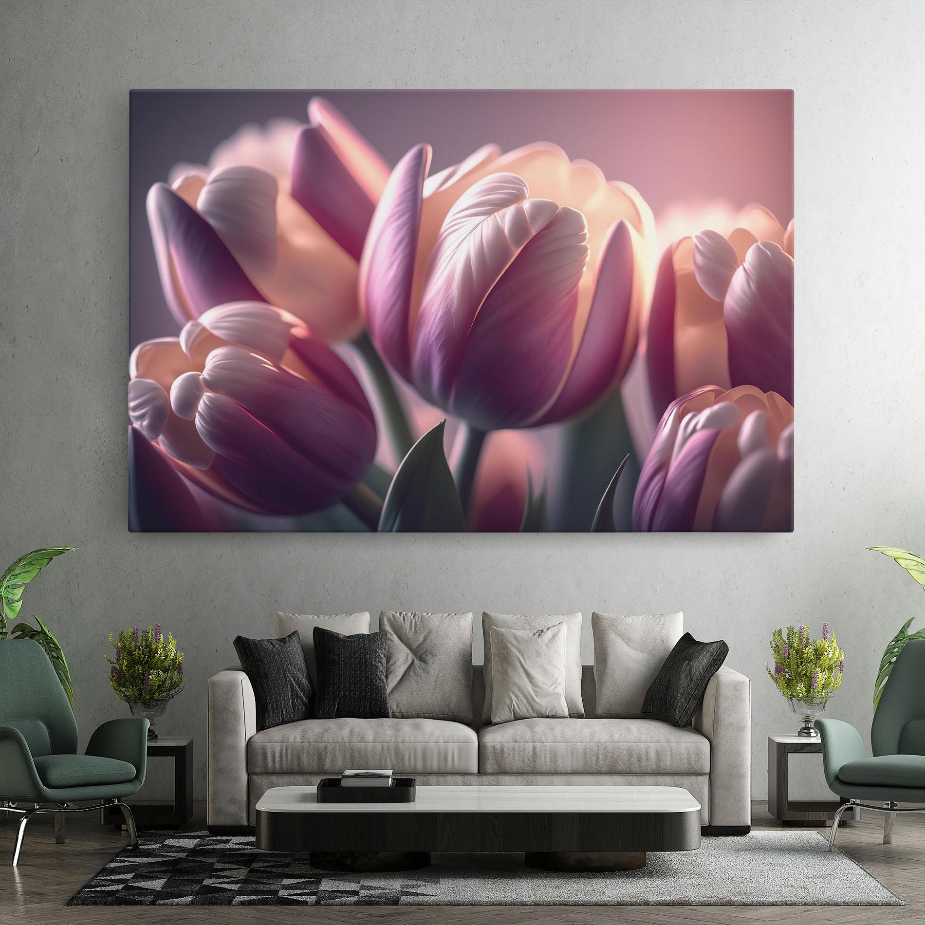 Vászonkép Pastel Pink Tulips mockup 7