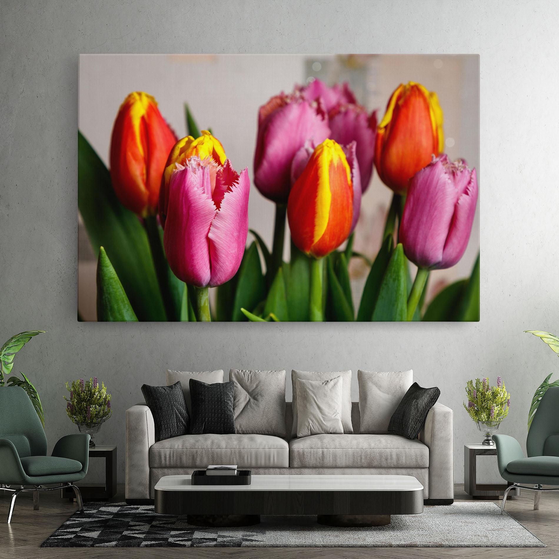 Vászonkép Pink Orange Tulips mockup 7