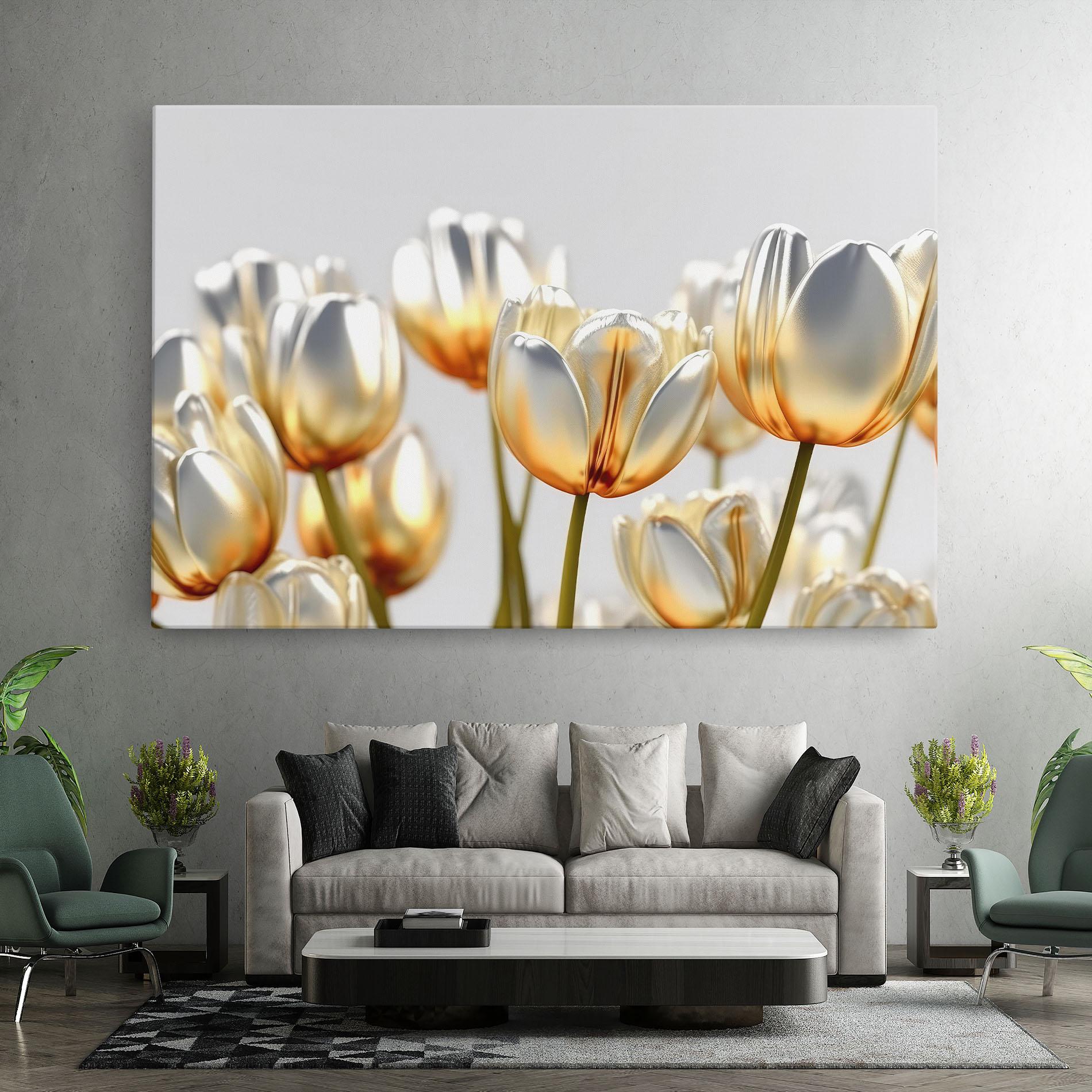 Vászonkép White Golden Tulips mockup 7