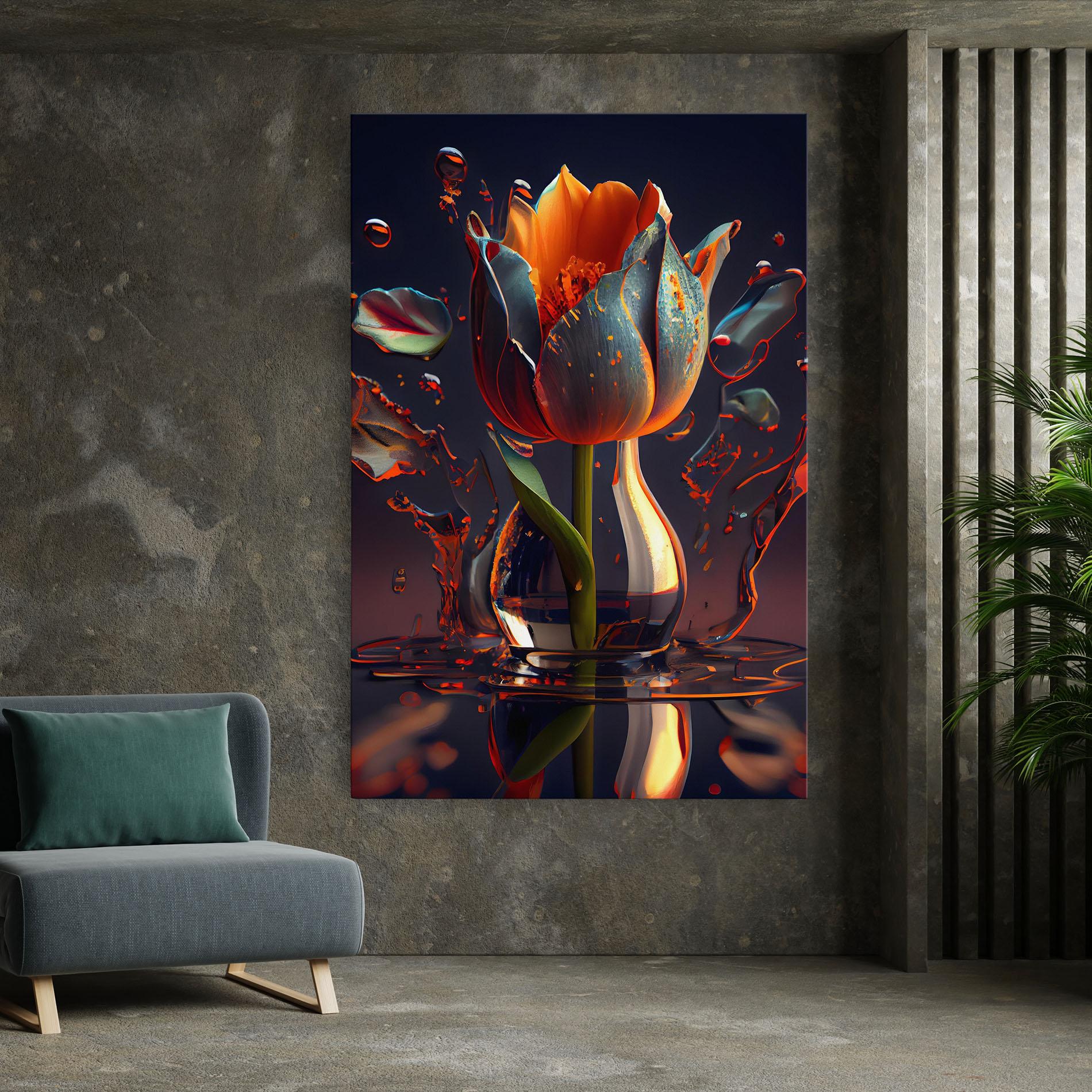 Vászonkép Black Tulip In Vase mockup 7