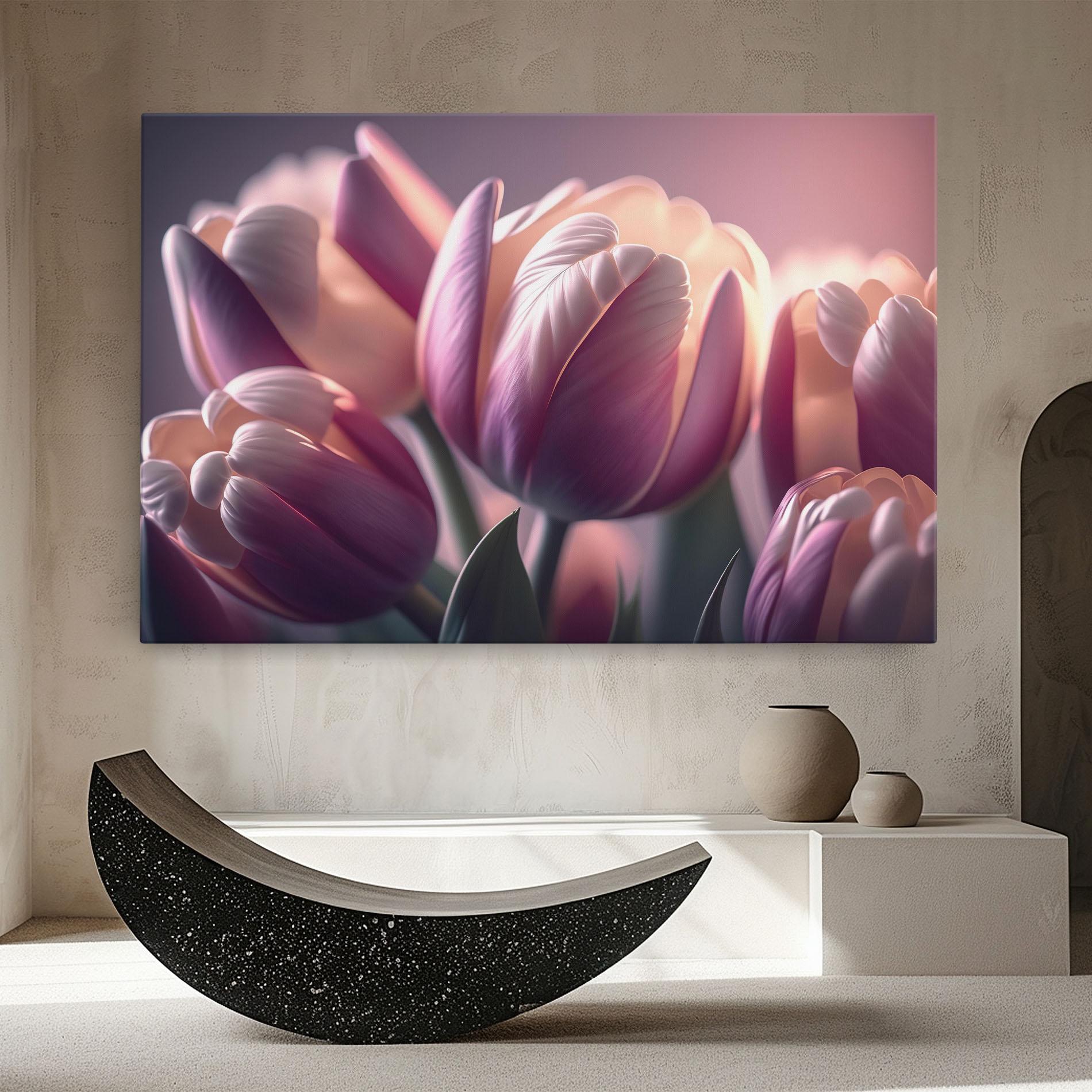 Vászonkép Pastel Pink Tulips mockup 8