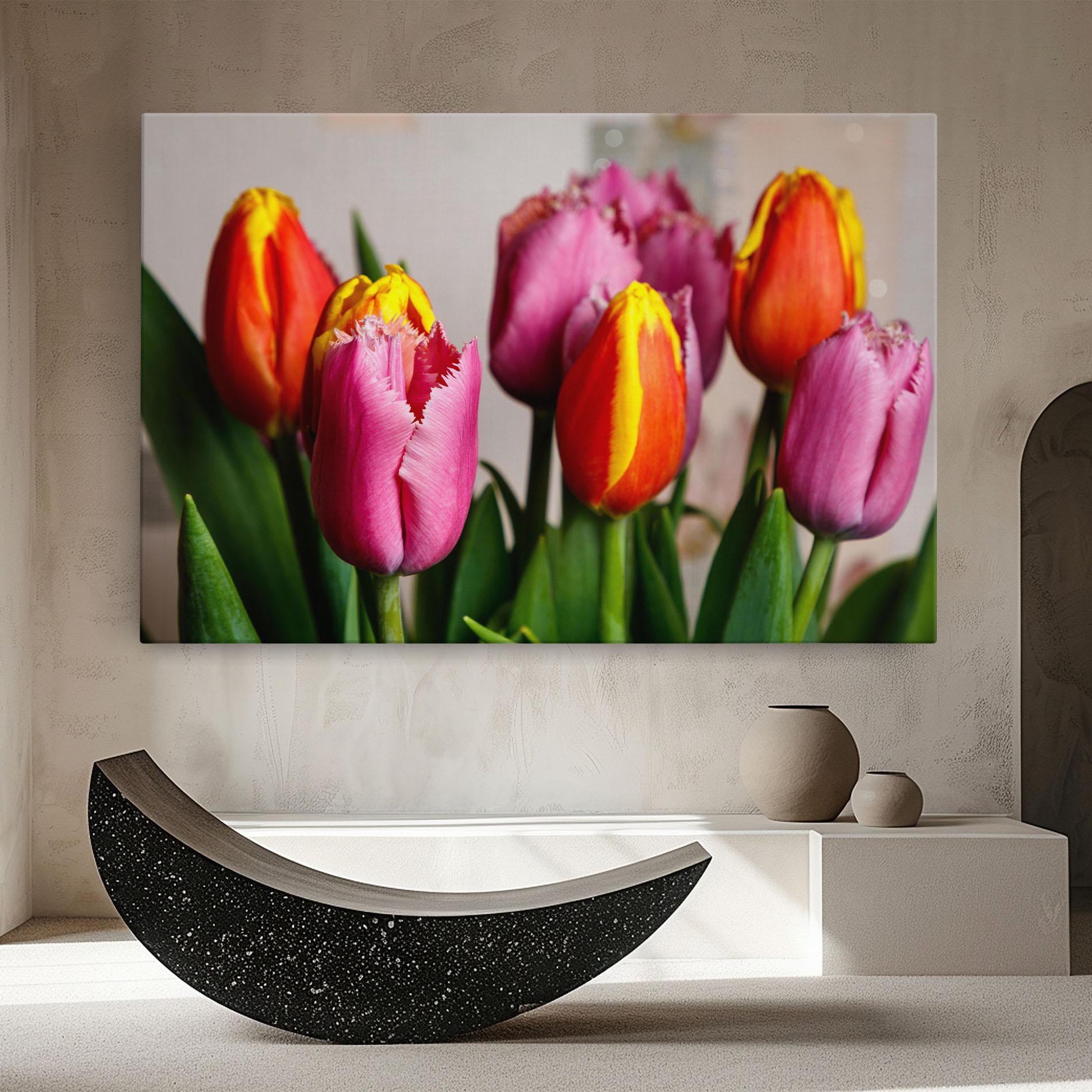 Vászonkép Pink Orange Tulips mockup 8