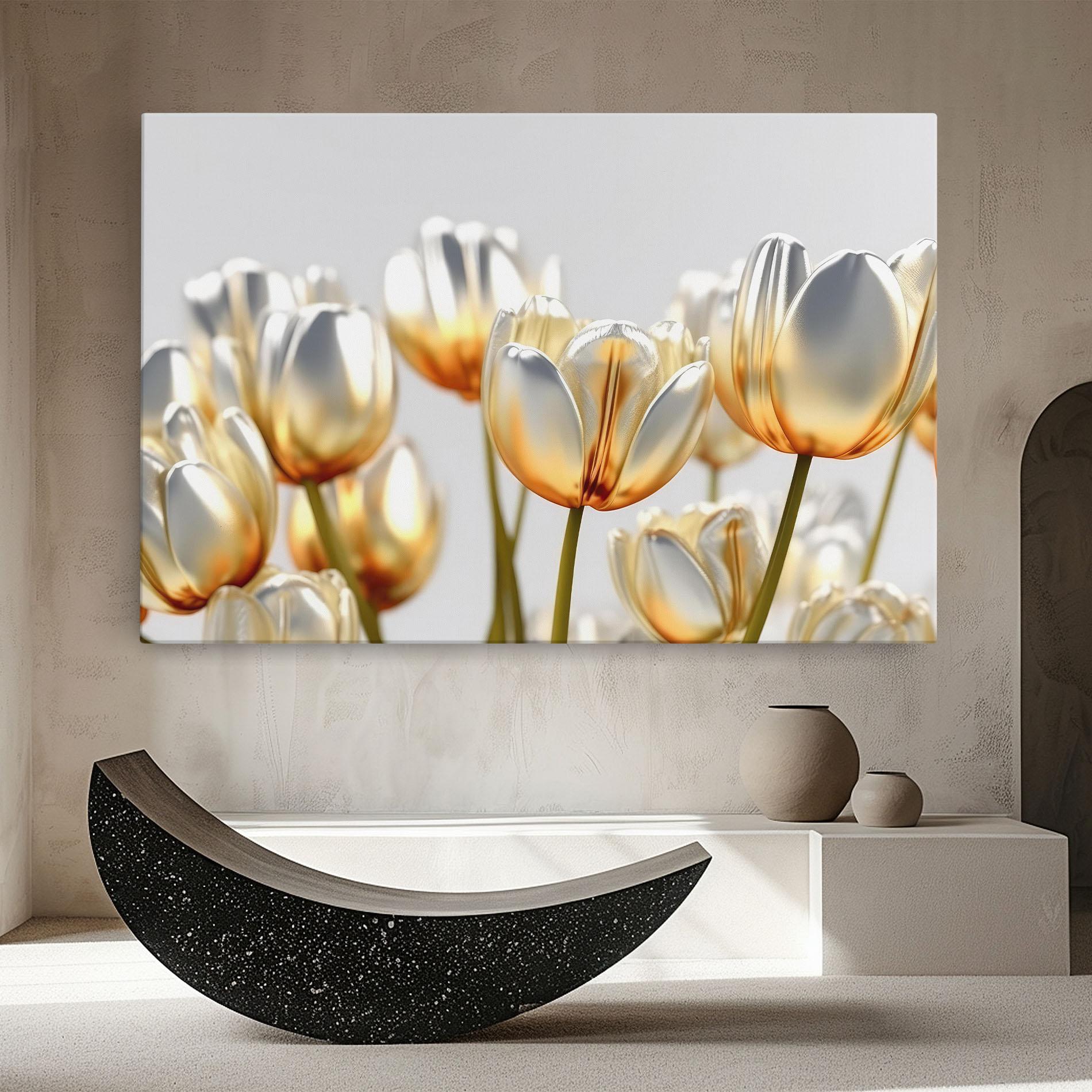Vászonkép White Golden Tulips mockup 8