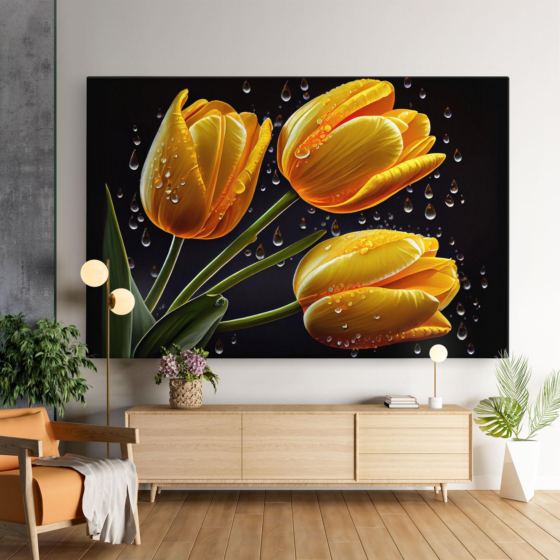 Vászonkép 3 Yellow Tulips mockup 9