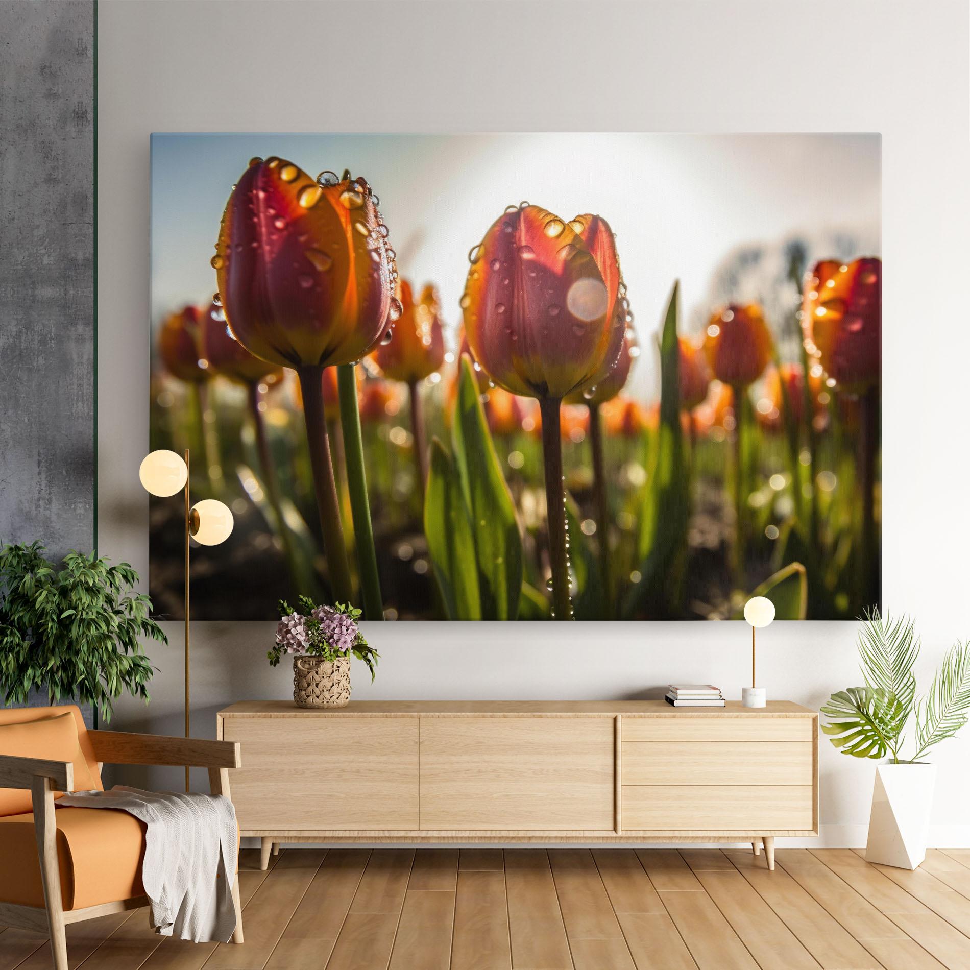 Vászonkép Orange Tulips After Rain mockup 9