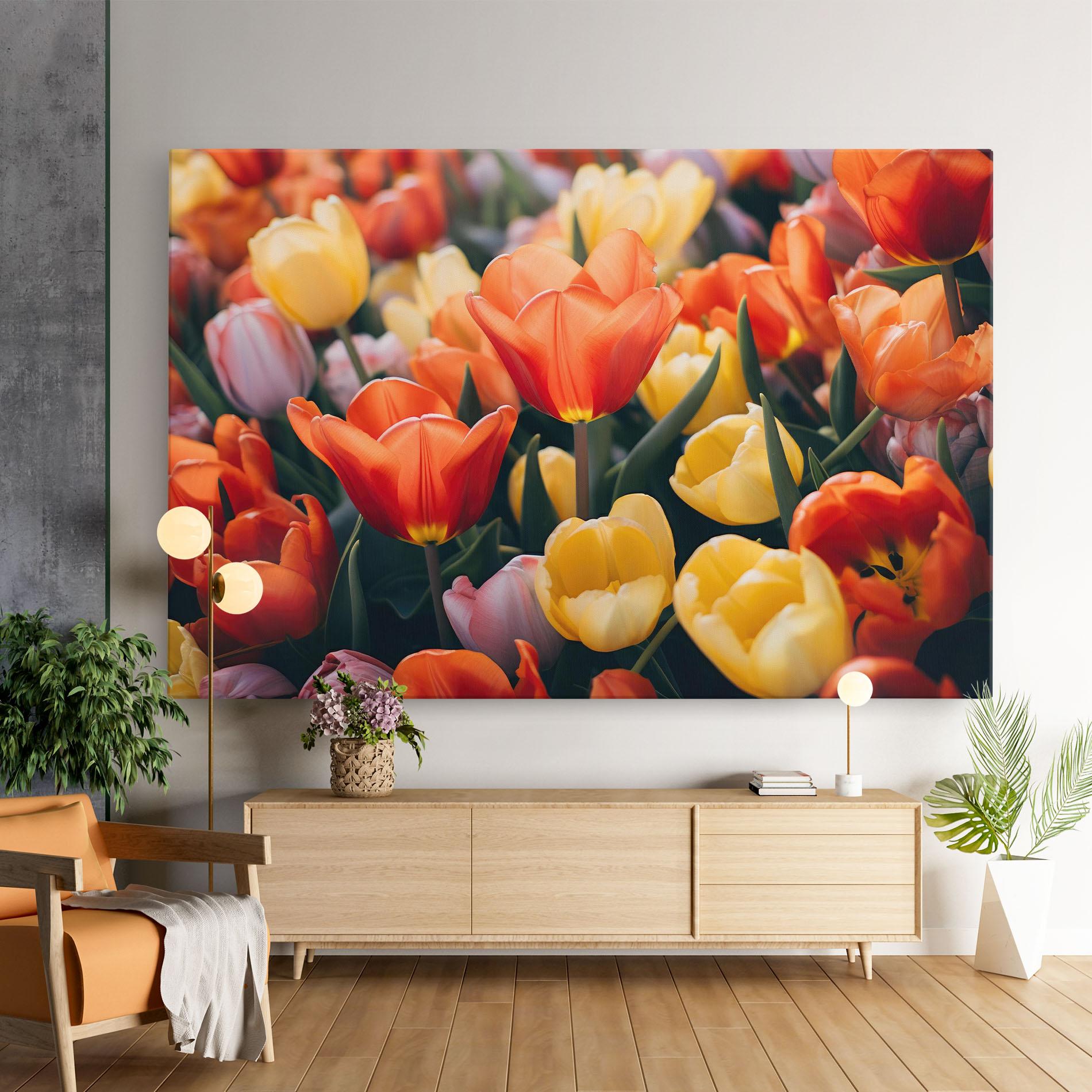 Vászonkép Orange Yellow Tulips mockup 9