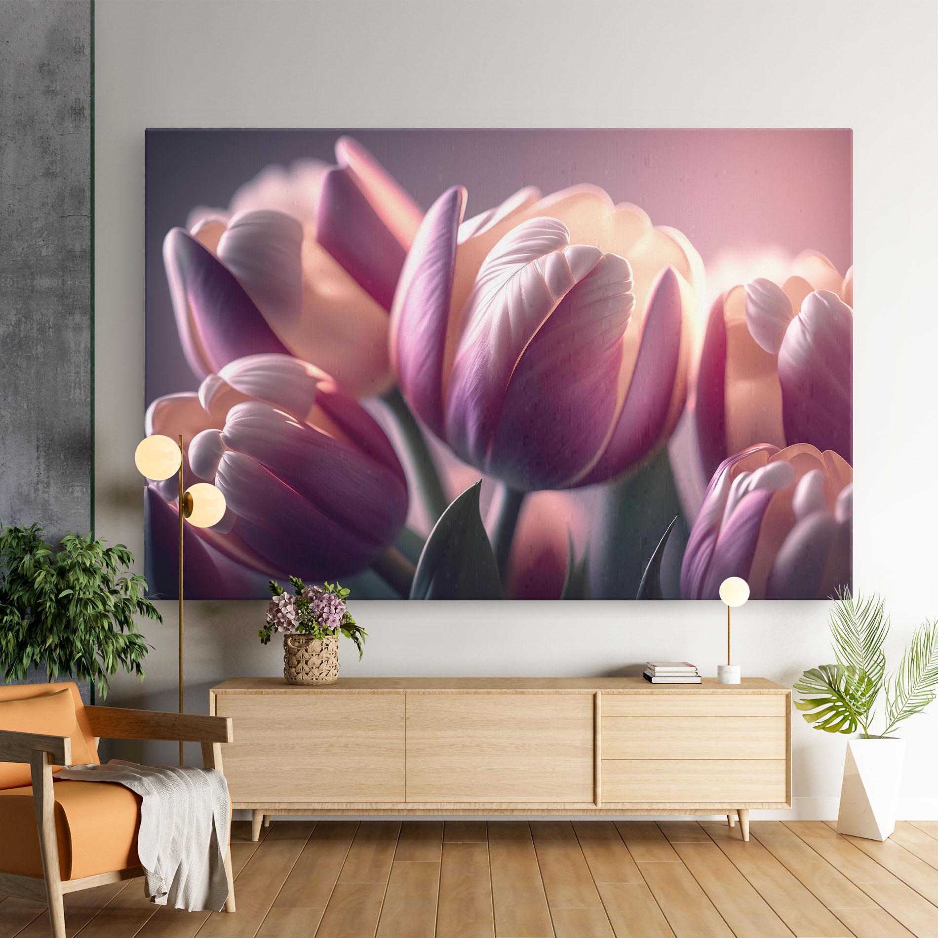 Vászonkép Pastel Pink Tulips mockup 9