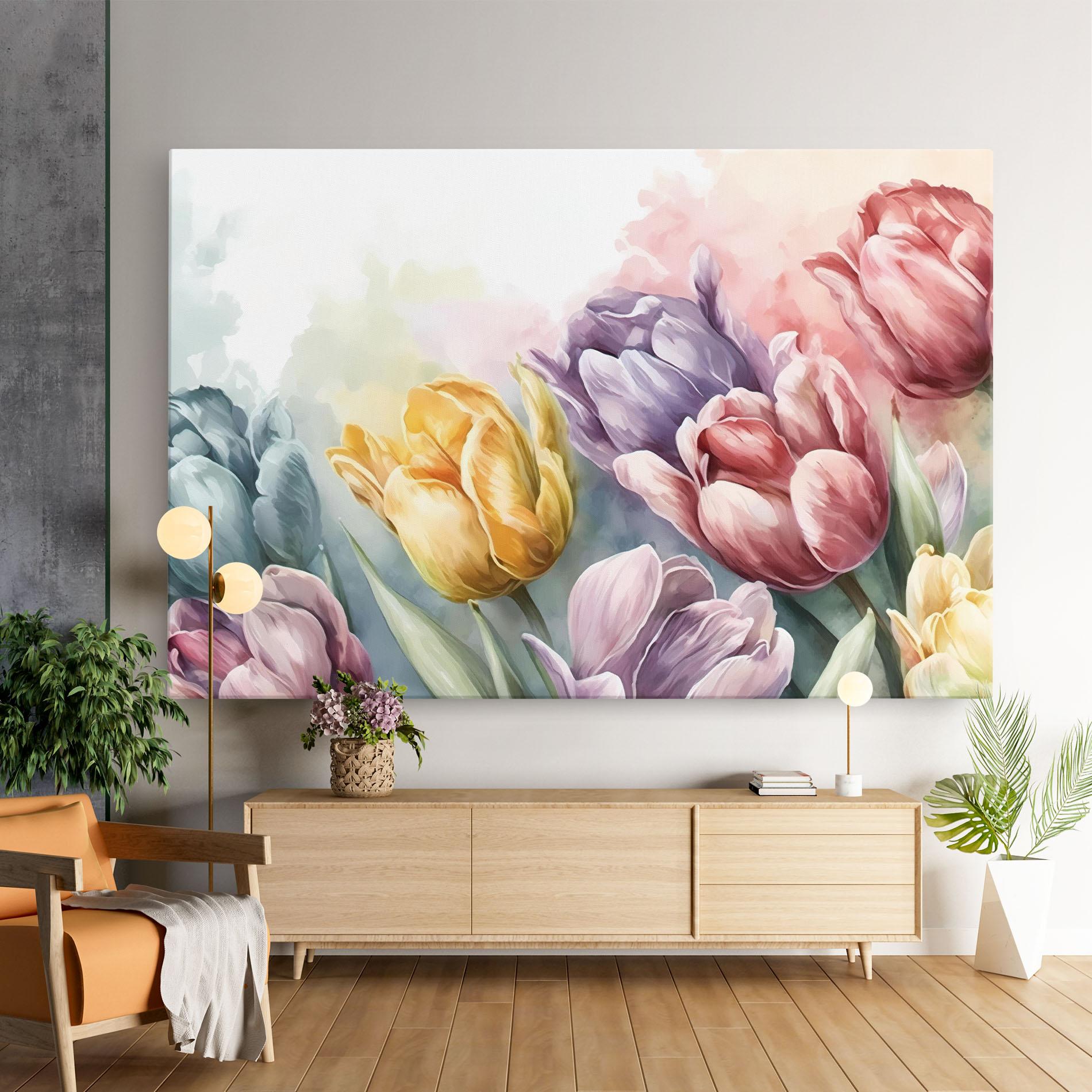Vászonkép Pastel Tulips mockup 9
