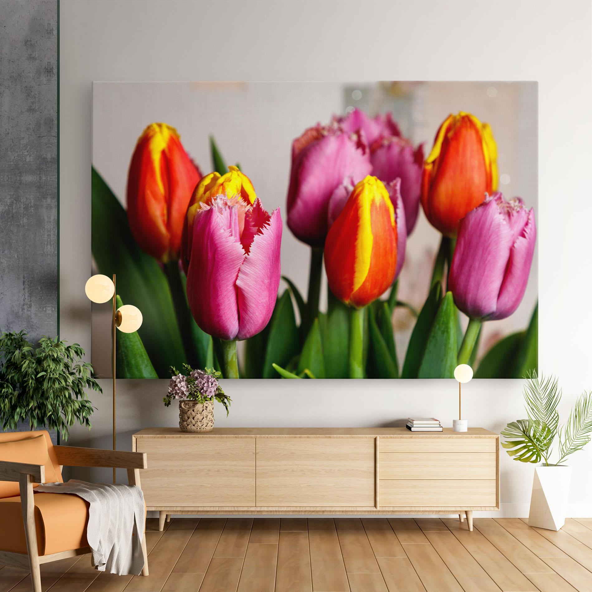 Vászonkép Pink Orange Tulips mockup 9