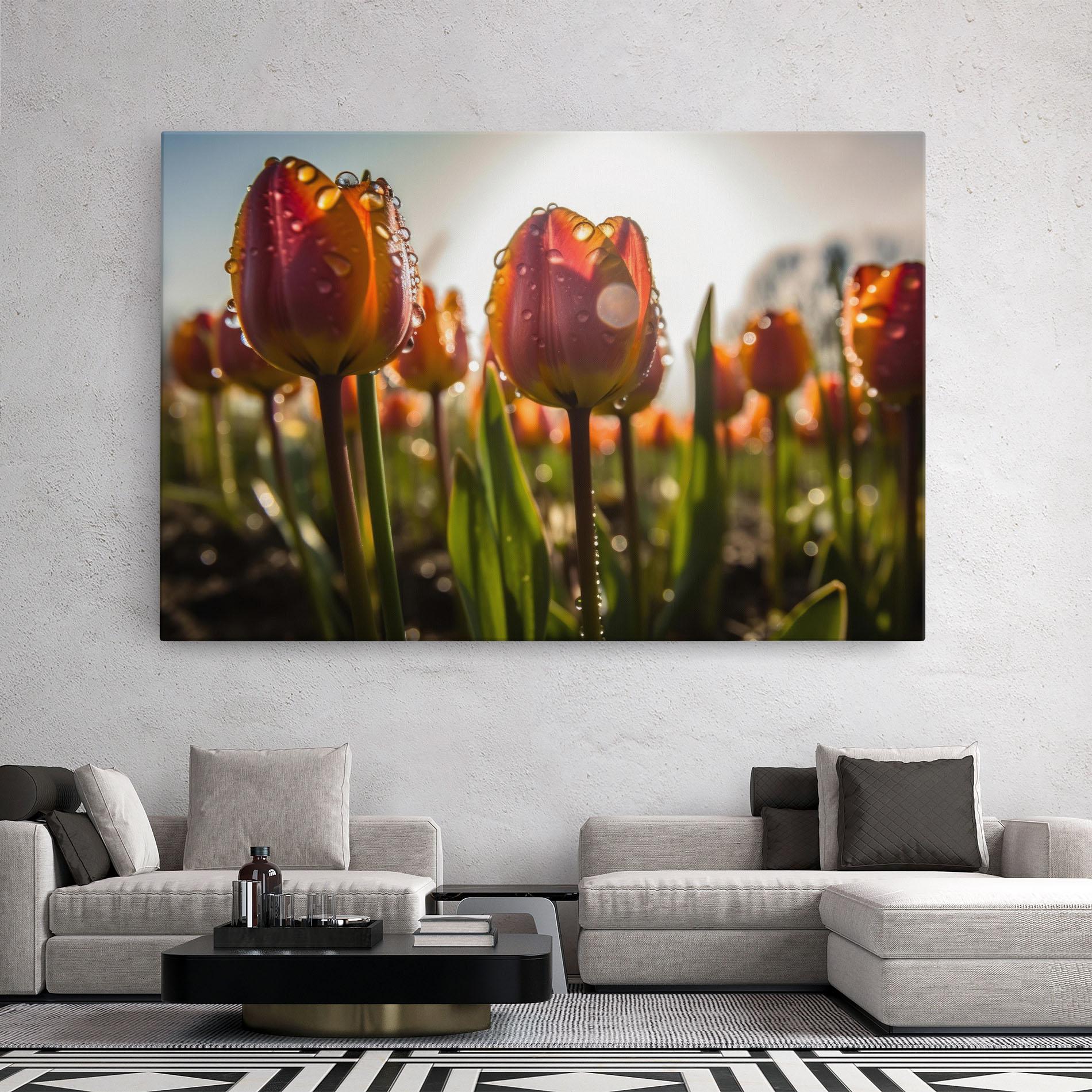 Vászonkép Orange Tulips After Rain mockup 2
