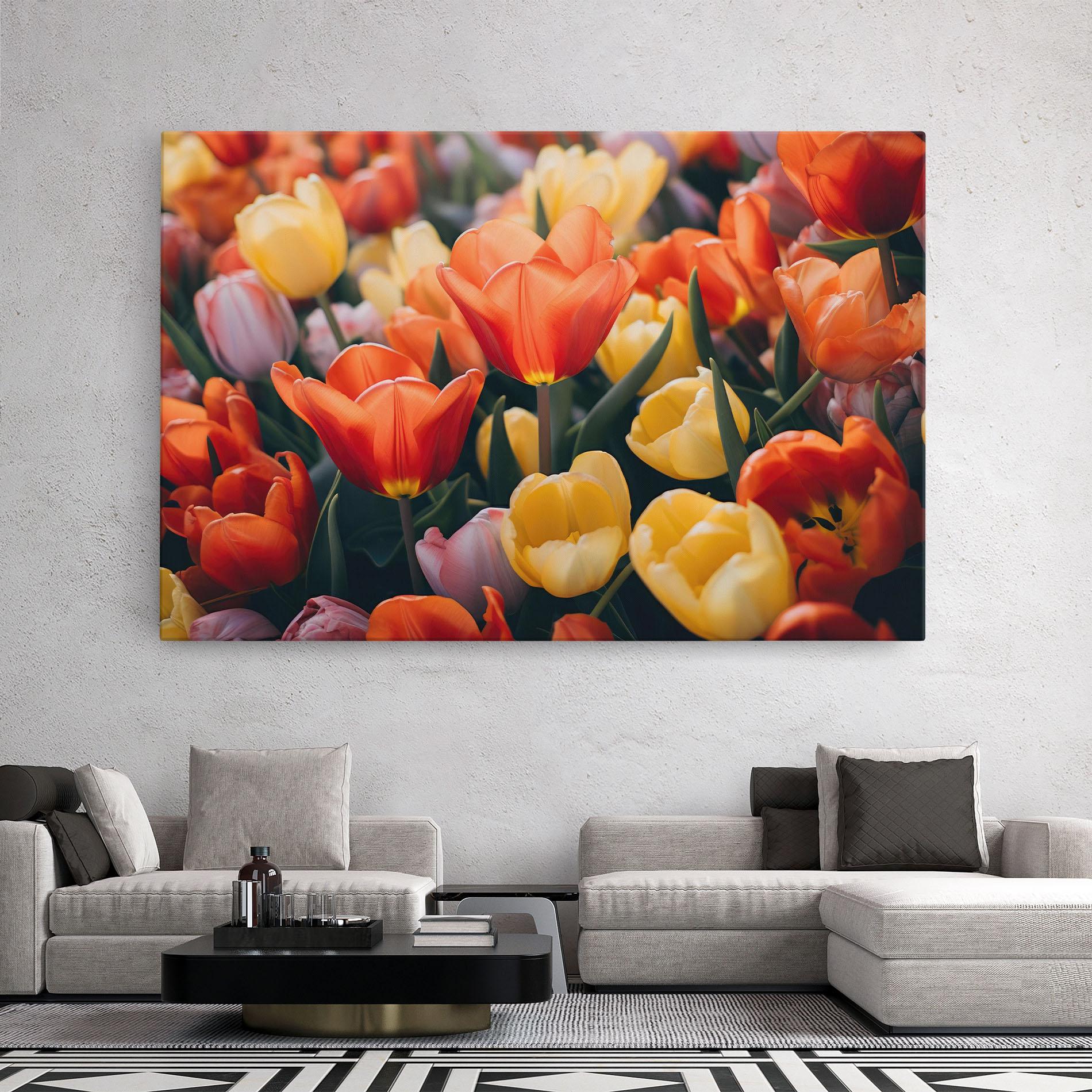 Vászonkép Orange Yellow Tulips mockup 2