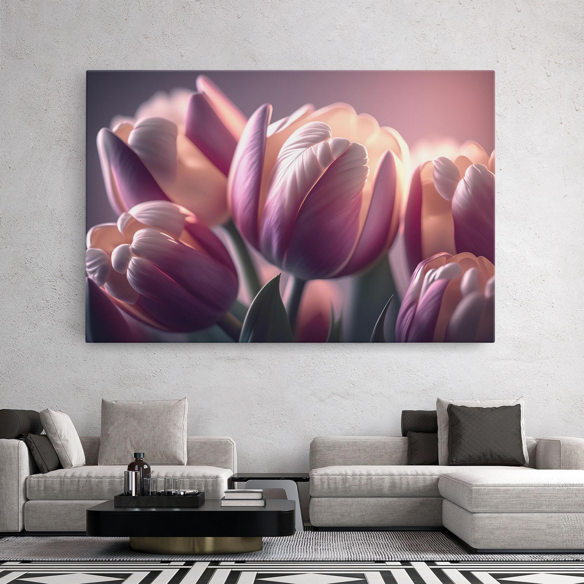 Vászonkép Pastel Pink Tulips mockup 2