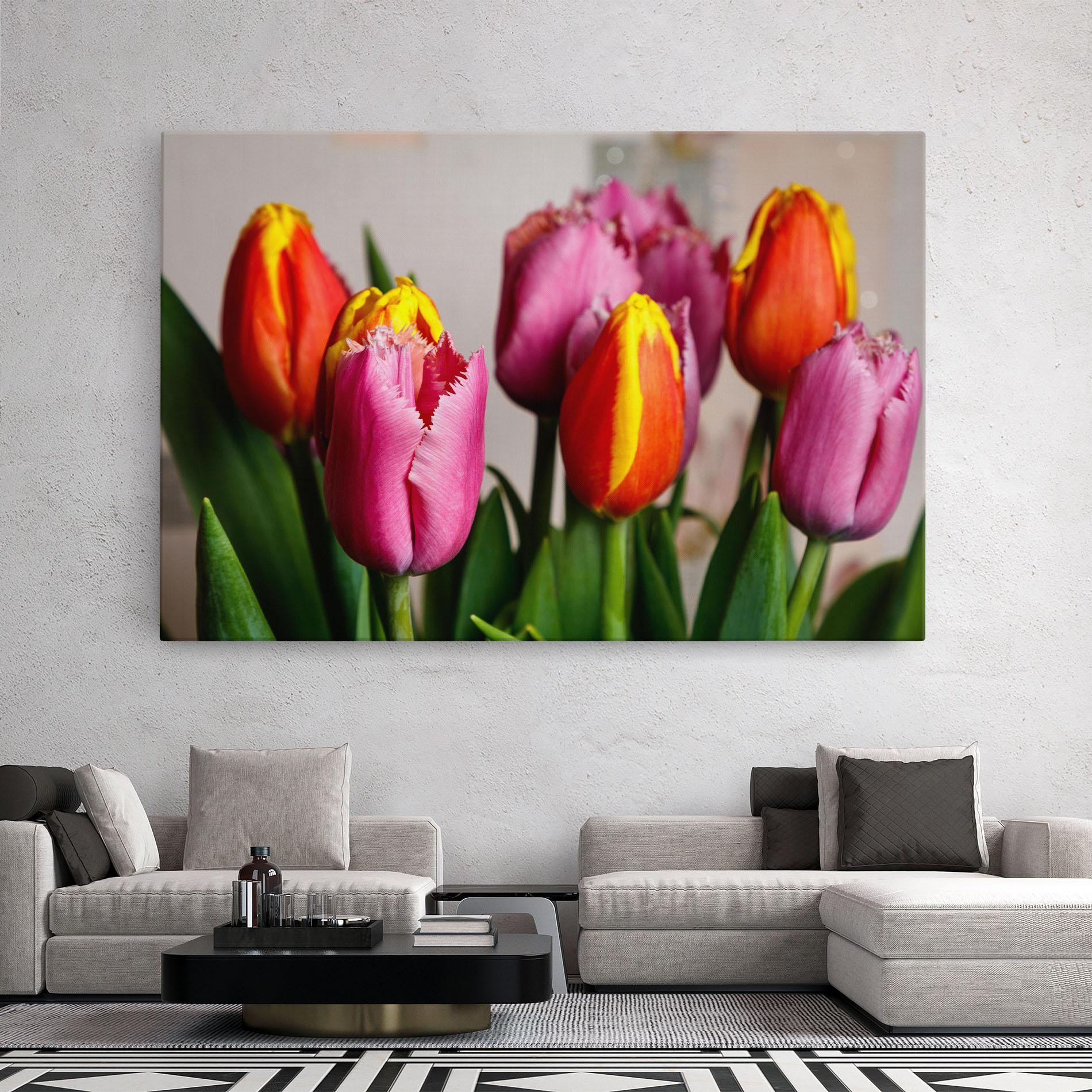 Vászonkép Pink Orange Tulips mockup 2