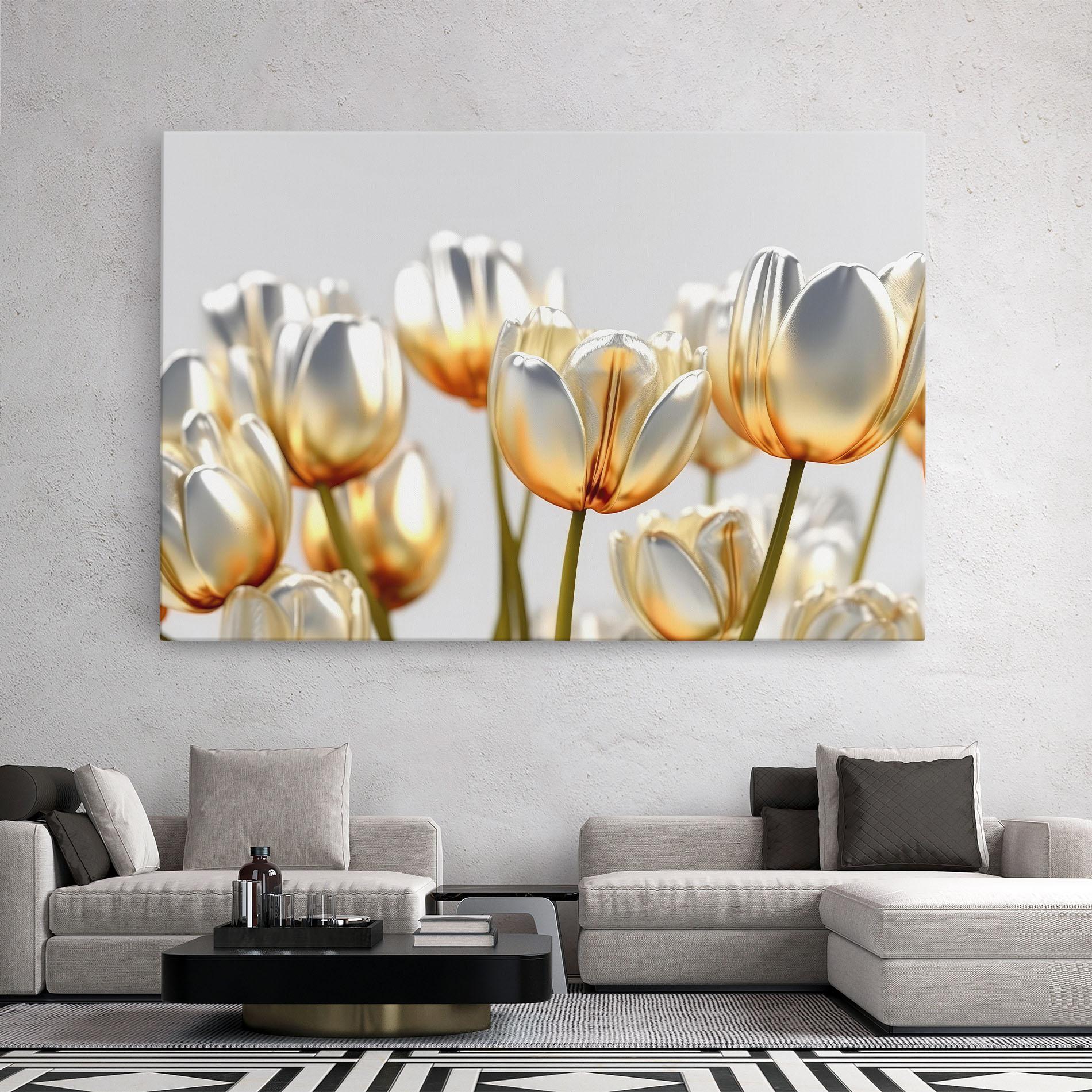 Vászonkép White Golden Tulips mockup 2