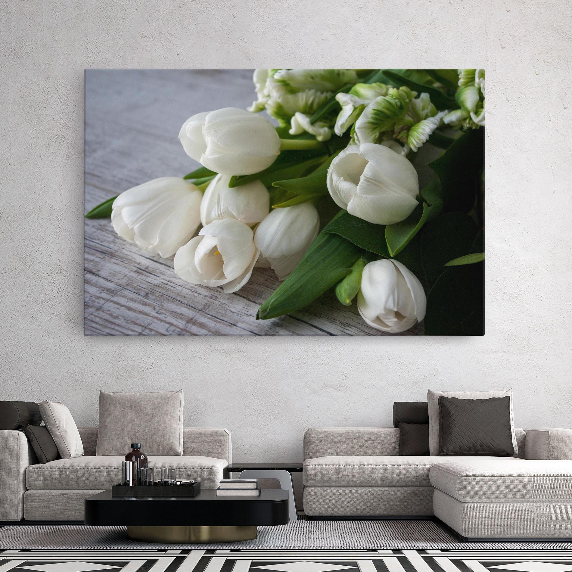 Vászonkép White Tulips Bouquet mockup 2